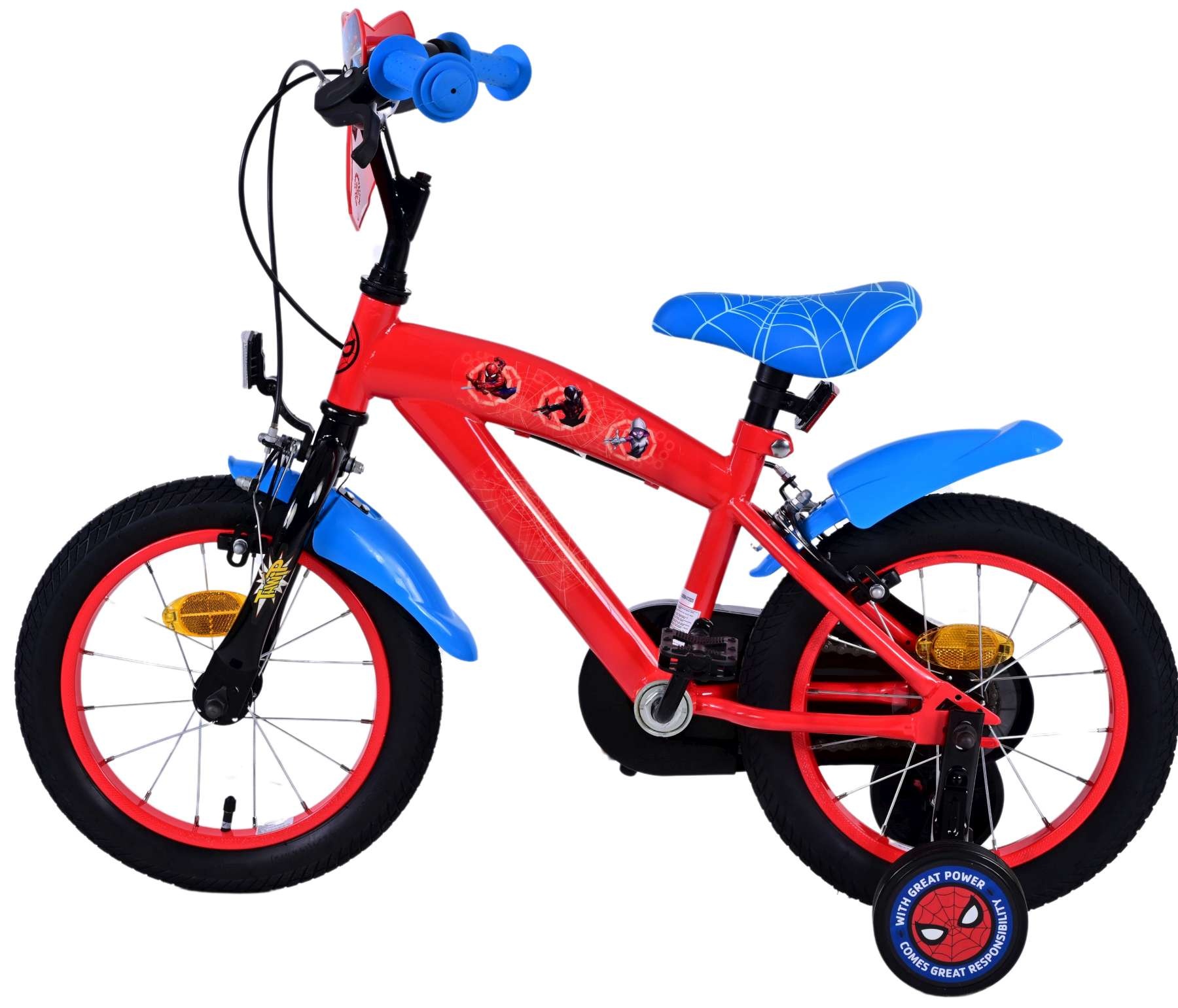 Ultimate Spider-Man Kids bike - Boys - 14 inch - Blue/Red - Two hand brakes