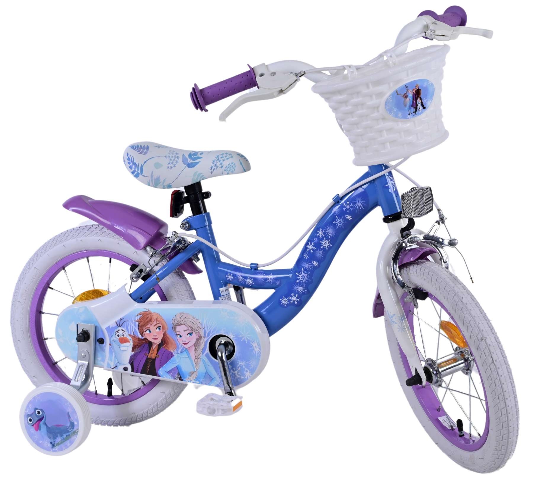 Disney Frozen 2 Kinderfahrrad - Mädchen - 14 Zoll - Blau/Lila - Zweihandbremsen