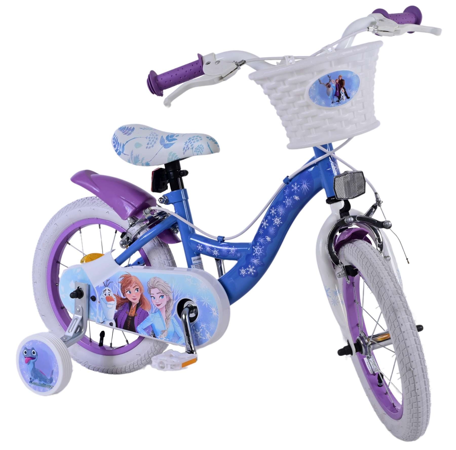 Disney Frozen 2 Kinderfahrrad - Mädchen - 14 Zoll - Blau/Lila - Zweihandbremsen