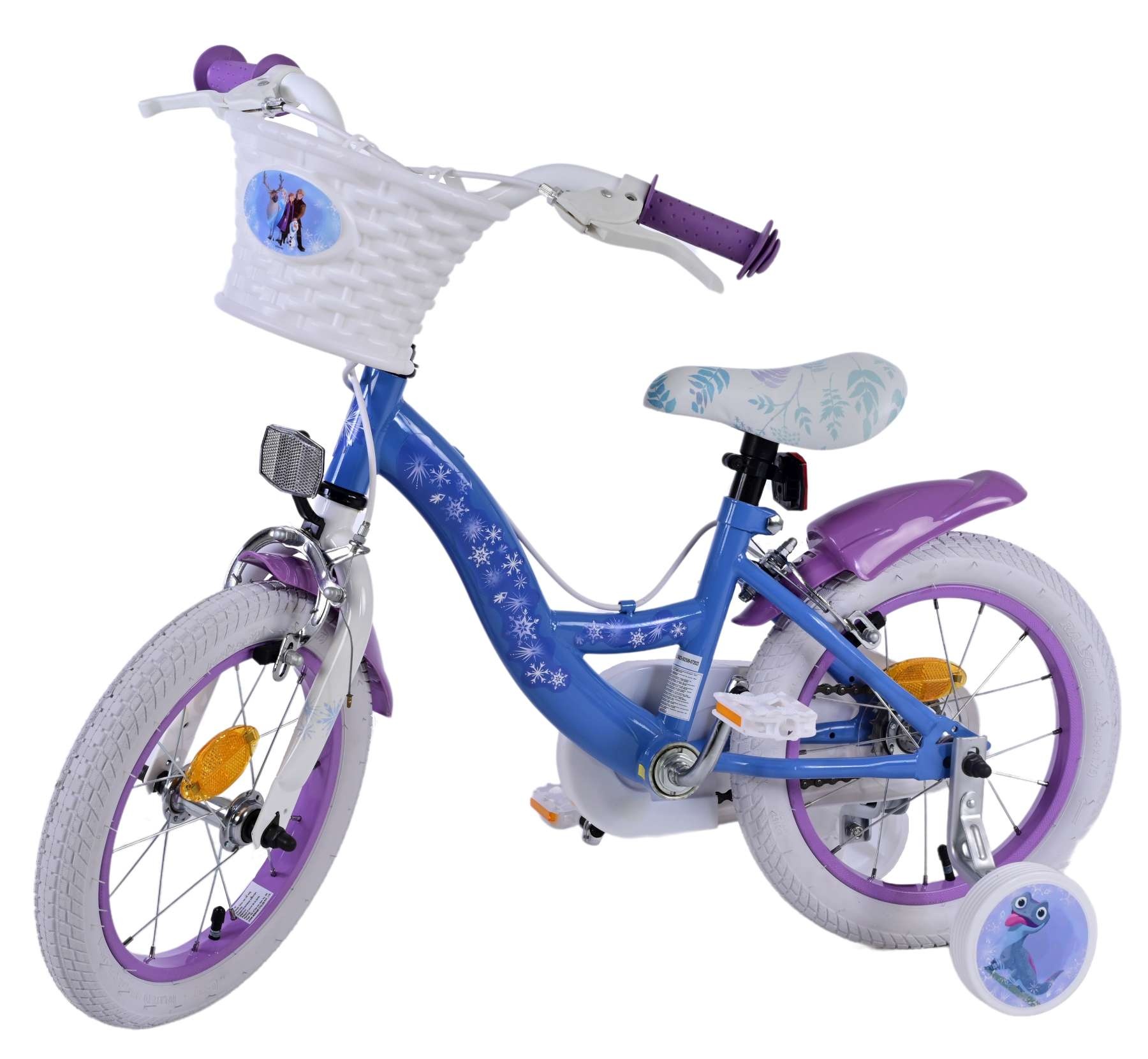 Disney Frozen 2 Kinderfahrrad - Mädchen - 14 Zoll - Blau/Lila - Zweihandbremsen