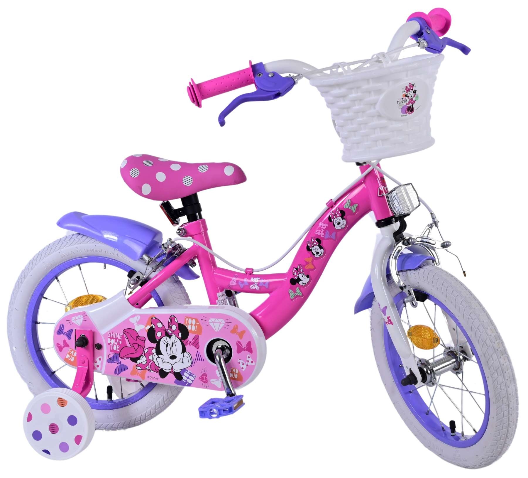 Disney Minnie Kinderfahrrad - Mädchen - 14 Zoll - Rosa - Zwei Handbremsen