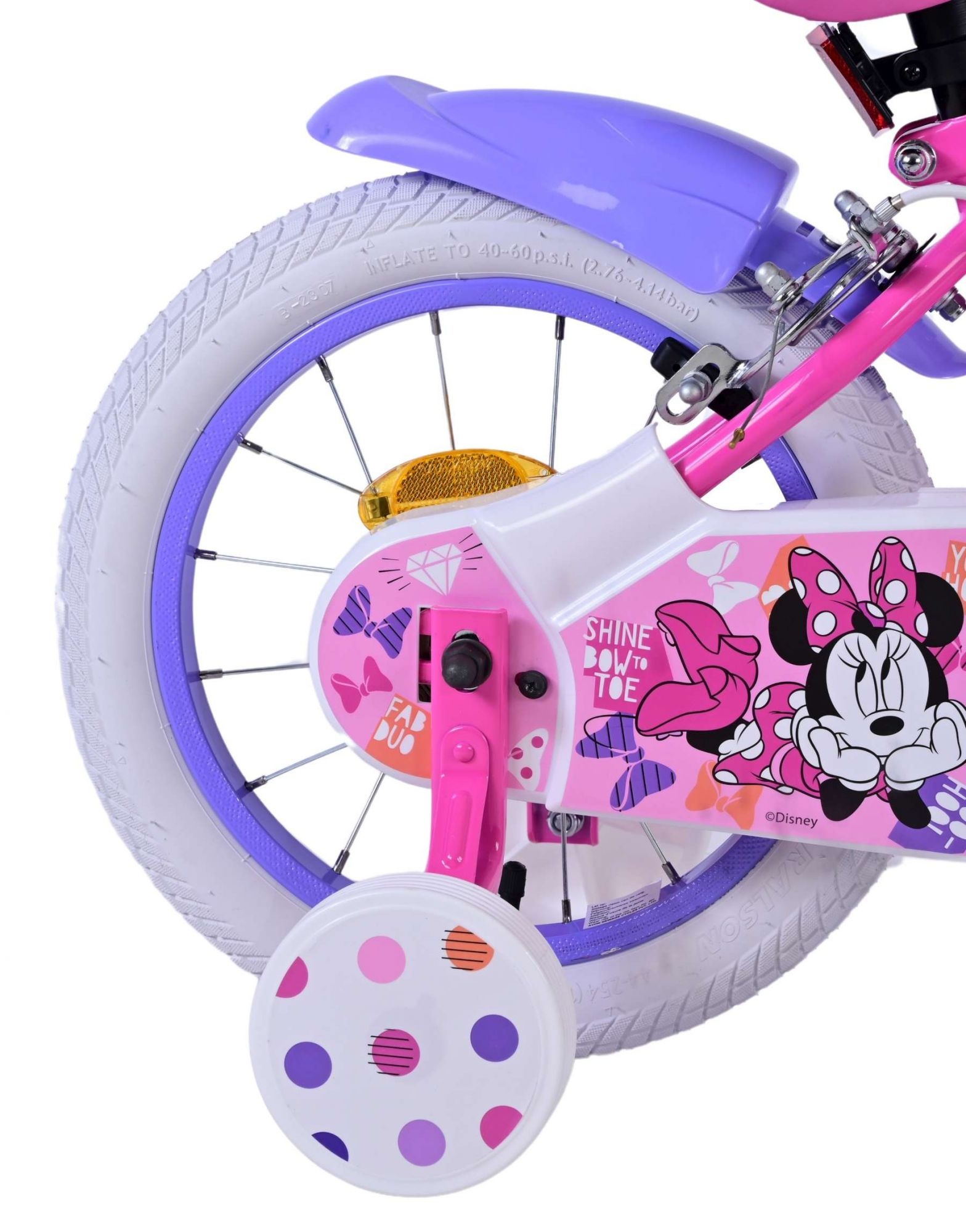 Disney Minnie Kinderfahrrad - Mädchen - 14 Zoll - Rosa - Zwei Handbremsen