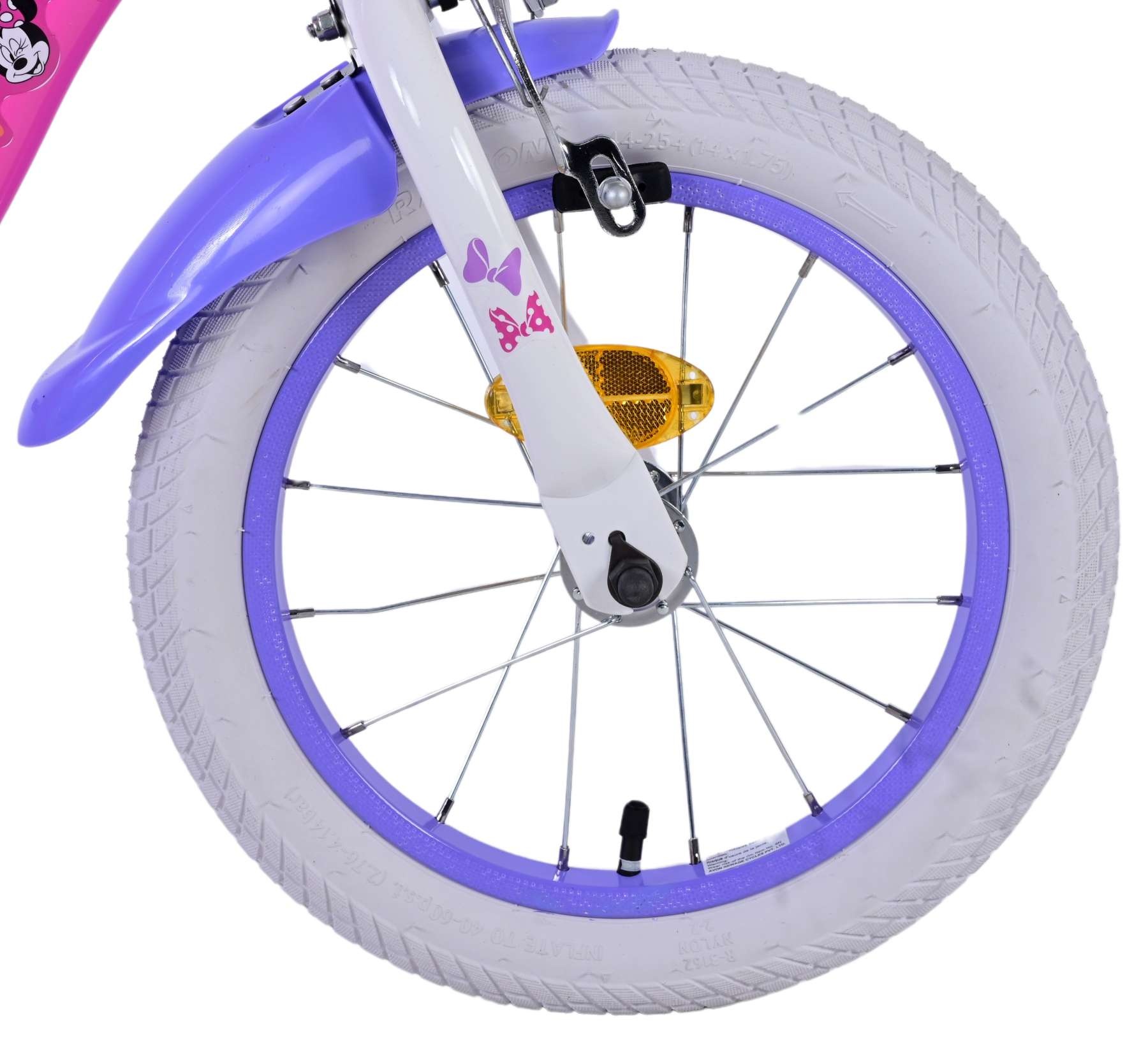 Disney Minnie Kinderfahrrad - Mädchen - 14 Zoll - Rosa - Zwei Handbremsen