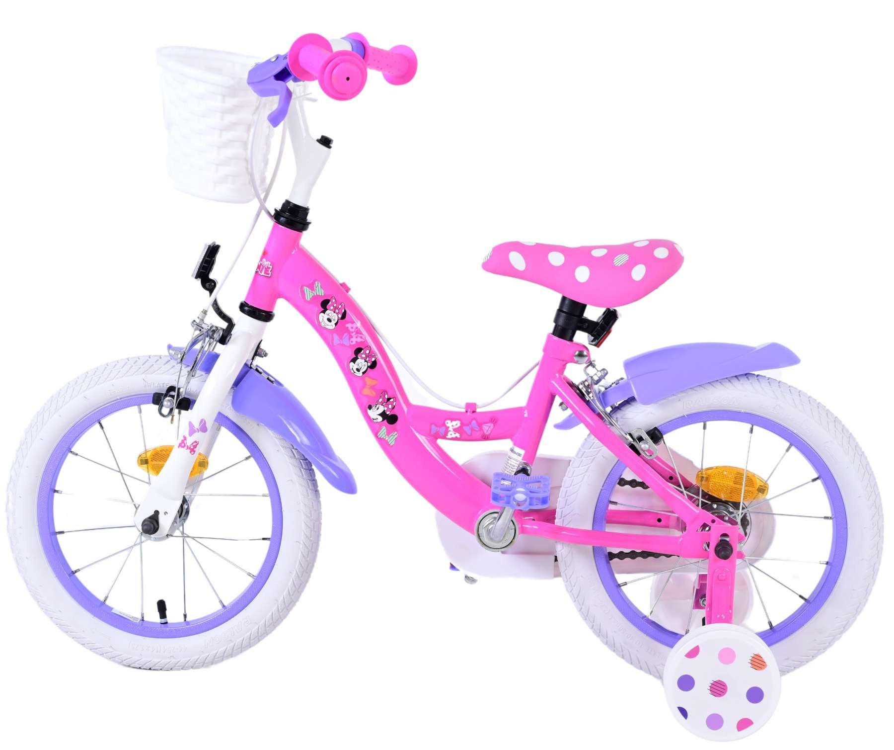 Disney Minnie Kinderfahrrad - Mädchen - 14 Zoll - Rosa - Zwei Handbremsen