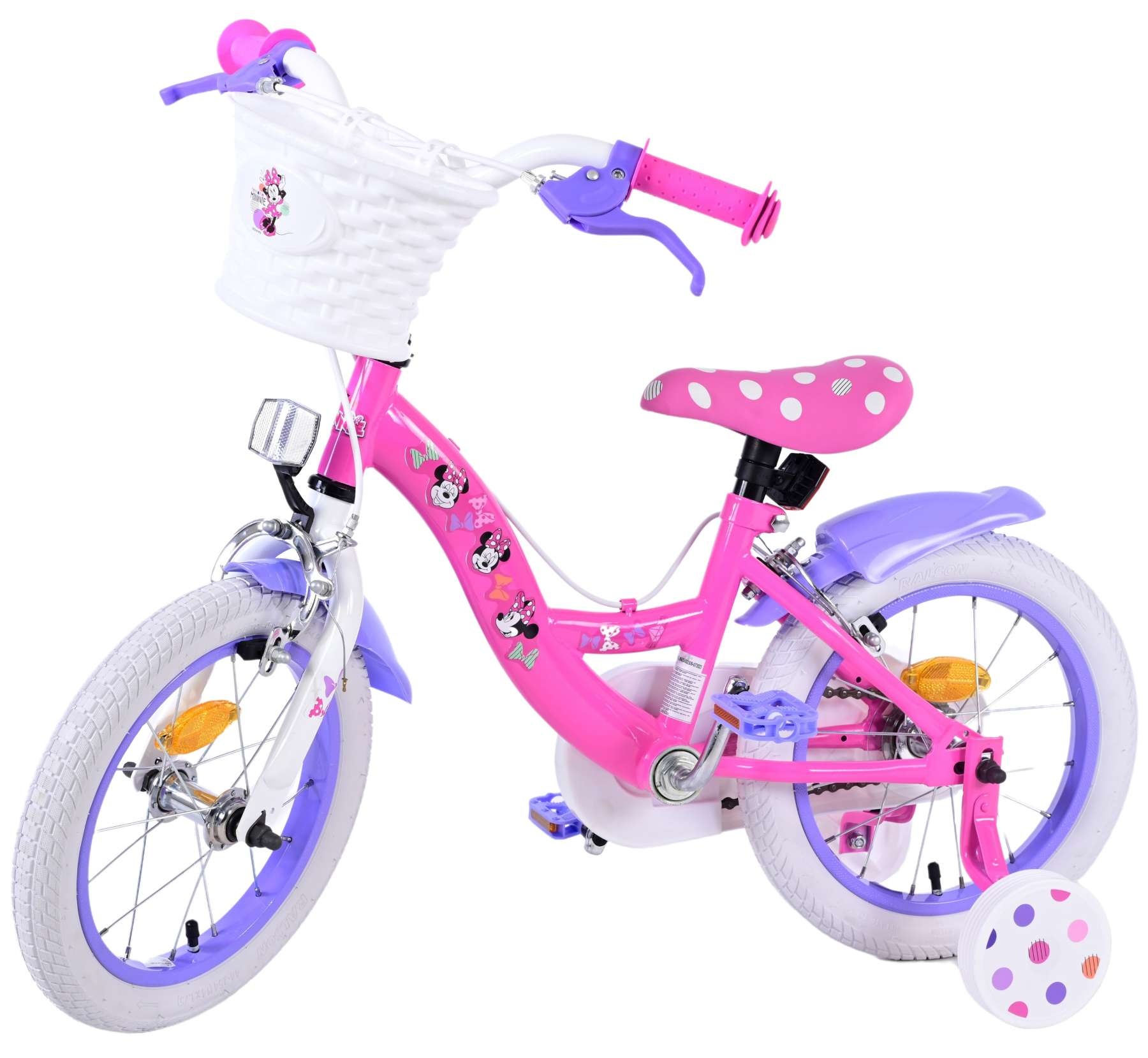Disney Minnie Kinderfahrrad - Mädchen - 14 Zoll - Rosa - Zwei Handbremsen