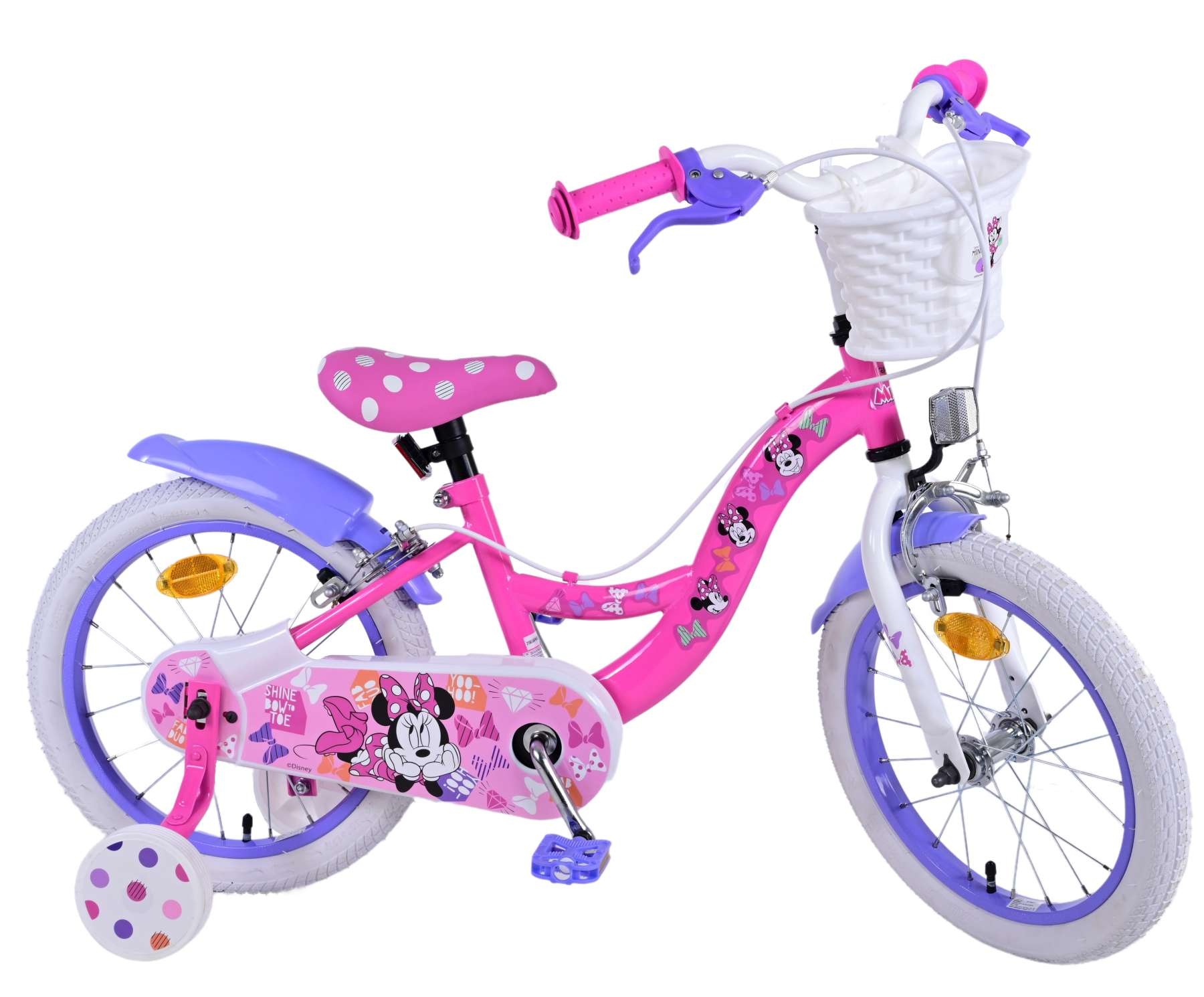 Disney Minnie Kinderfahrrad - Mädchen - 16 Zoll - Rosa - Zweihandbremsen