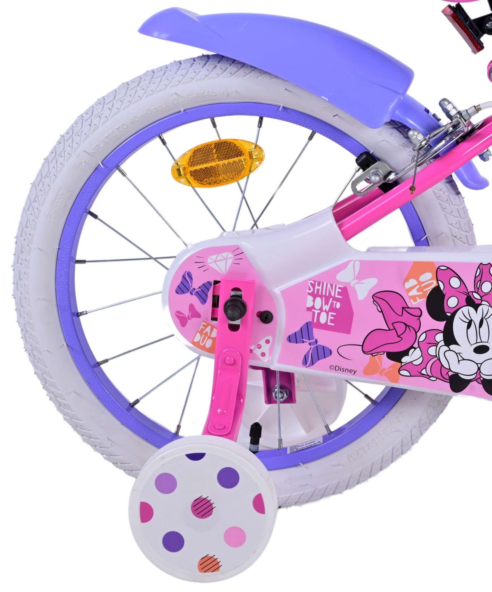 Disney Minnie Kinderfahrrad - Mädchen - 16 Zoll - Rosa - Zweihandbremsen