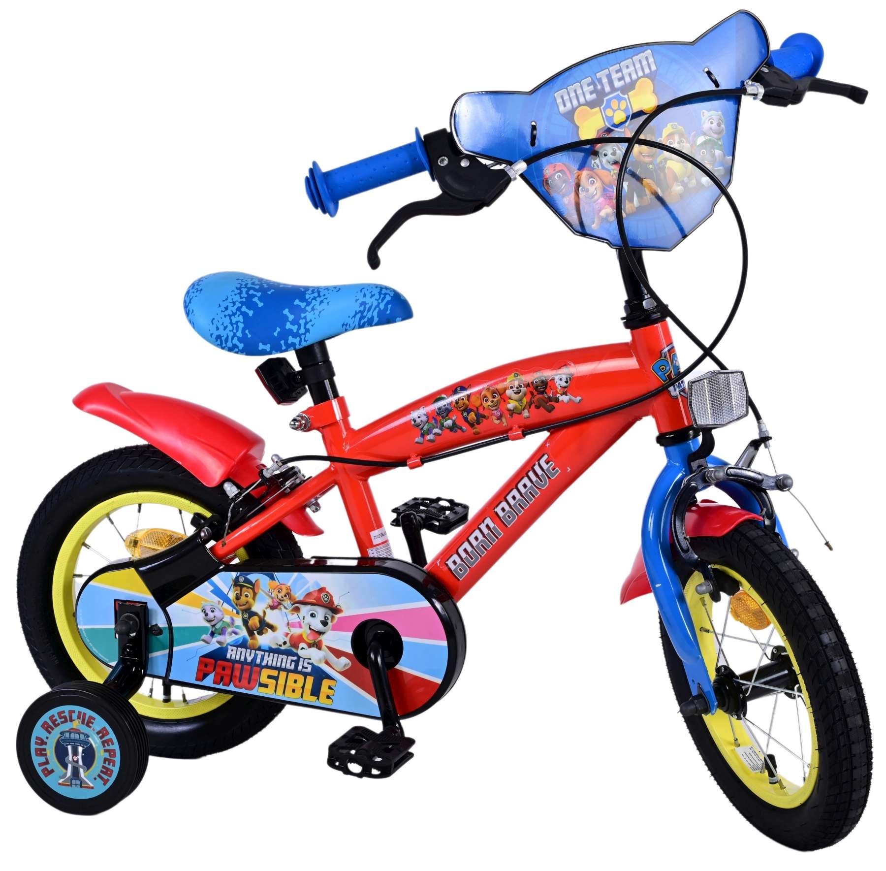 Paw Patrol Kinderfahrrad - Jungen - 12 Zoll - Blau - Zwei handbremsen