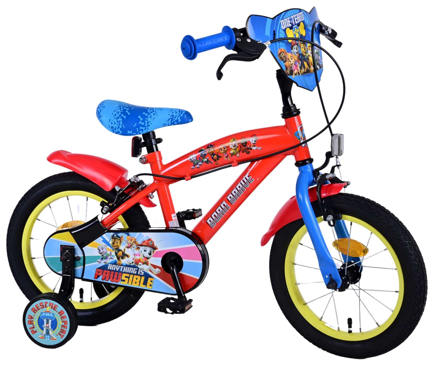Paw Patrol Kinderfahrrad - Jungen - 14 Zoll - Blau - Zwei handbremsen