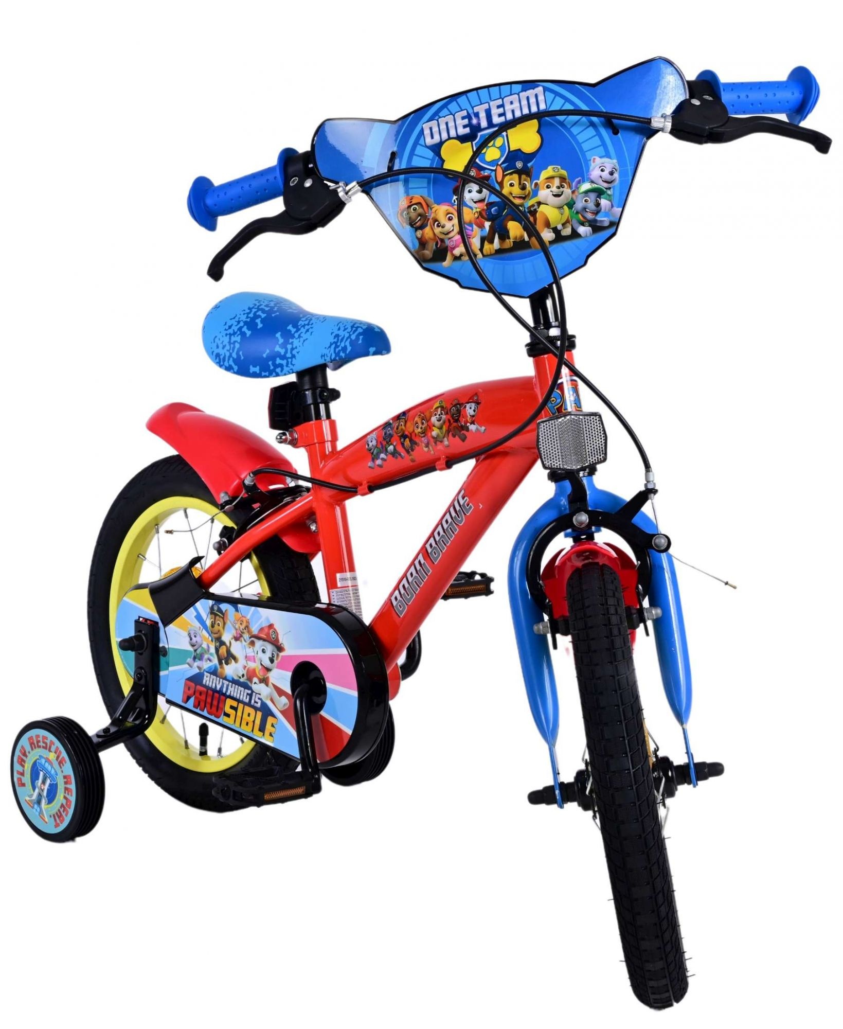 Paw Patrol Kinderfahrrad - Jungen - 14 Zoll - Blau - Zwei handbremsen