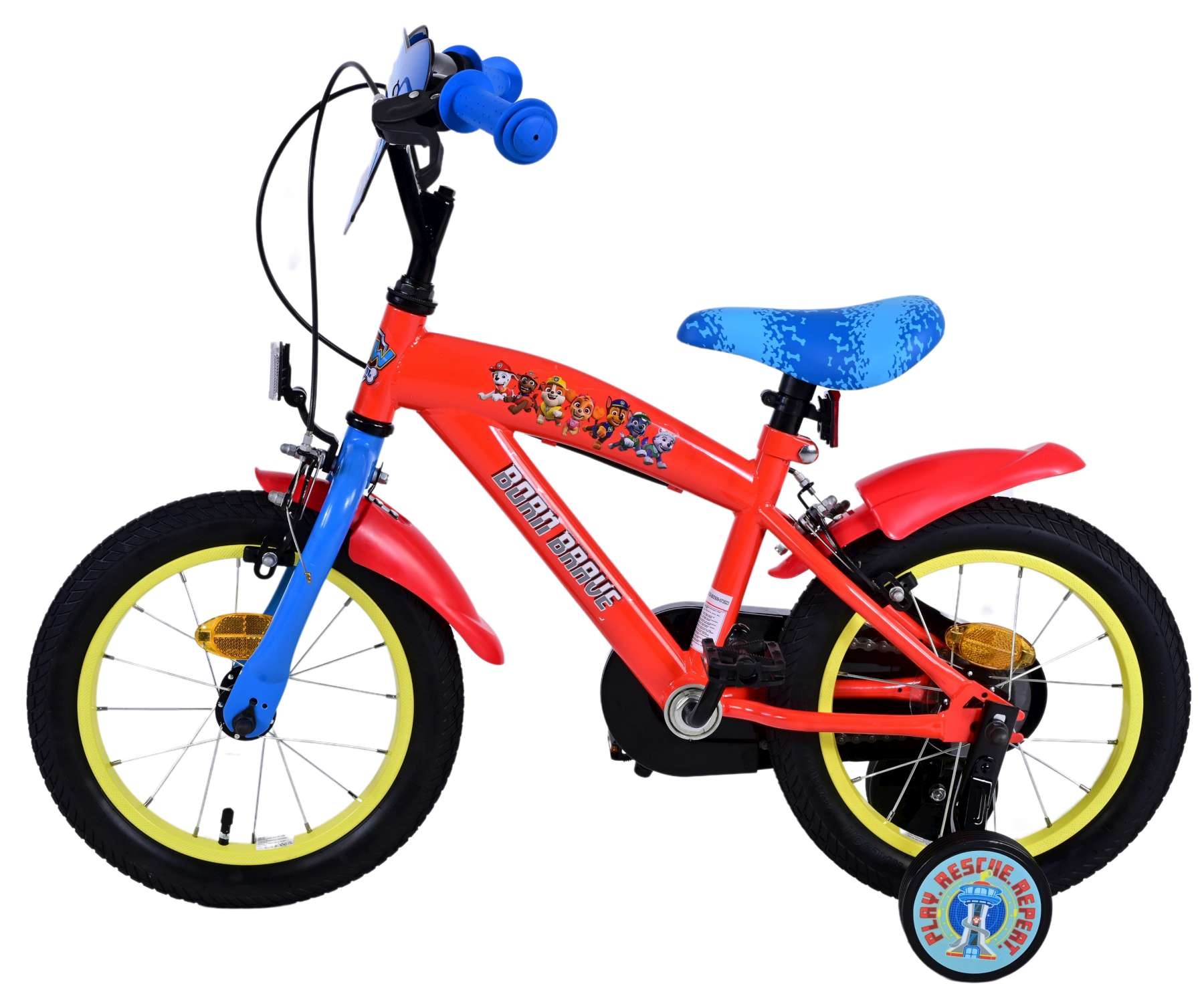 Paw Patrol Kinderfahrrad - Jungen - 14 Zoll - Blau - Zwei handbremsen