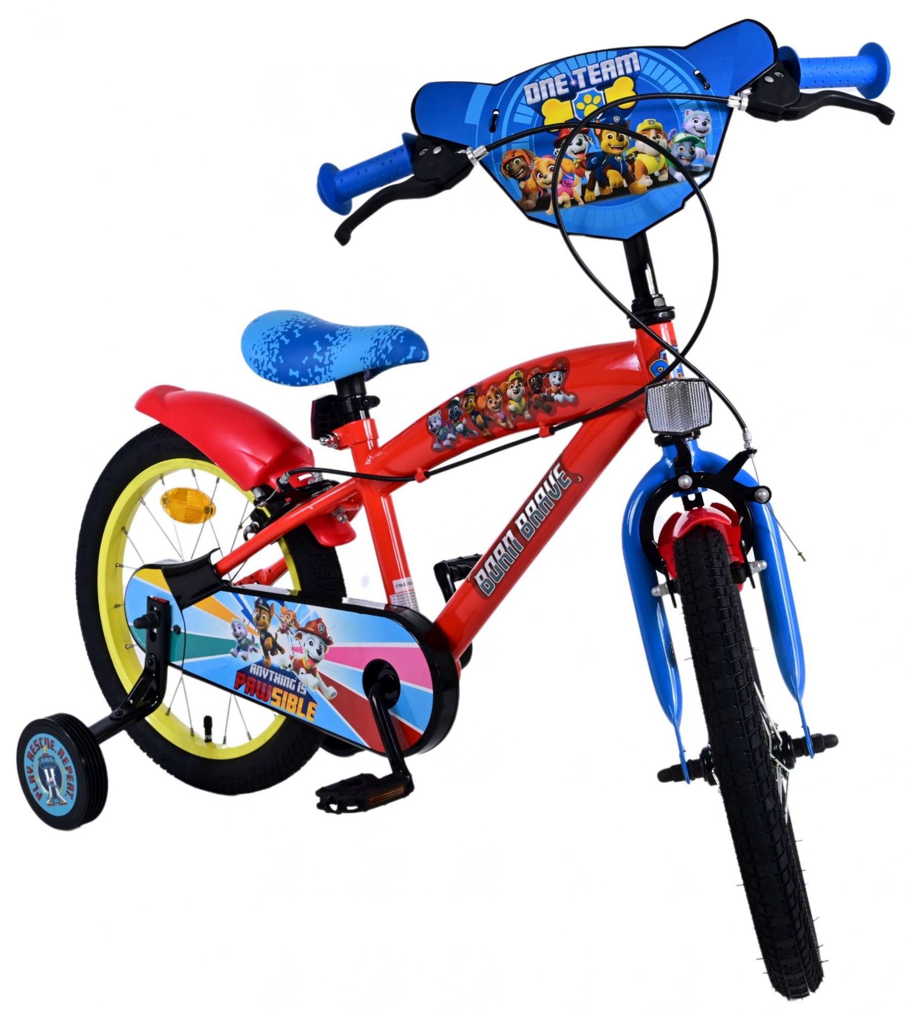 Paw Patrol Kinderfahrrad - Jungen - 16 Zoll - Rot - Zwei Handbremsen