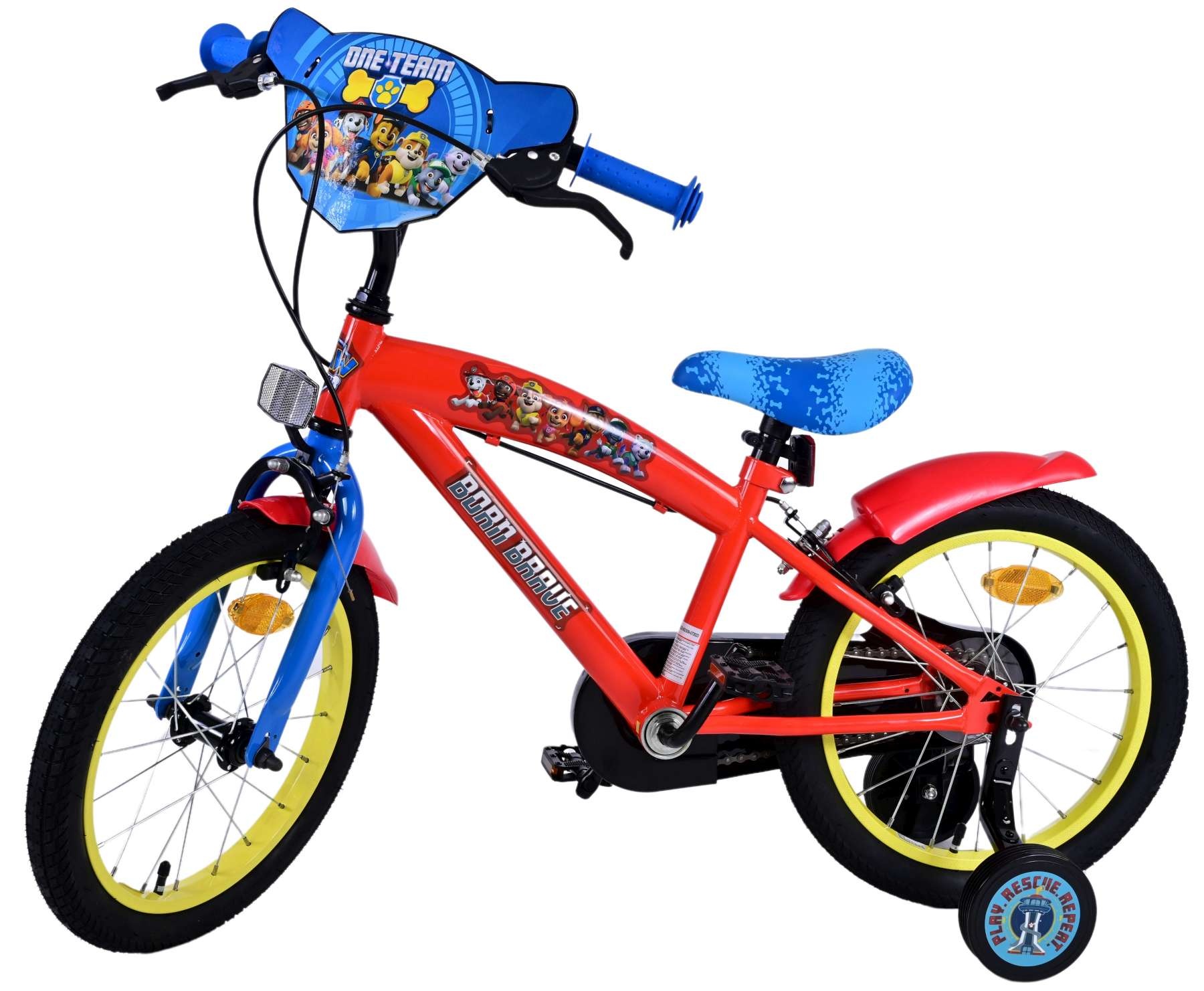 Paw Patrol Kinderfahrrad - Jungen - 16 Zoll - Rot - Zwei Handbremsen