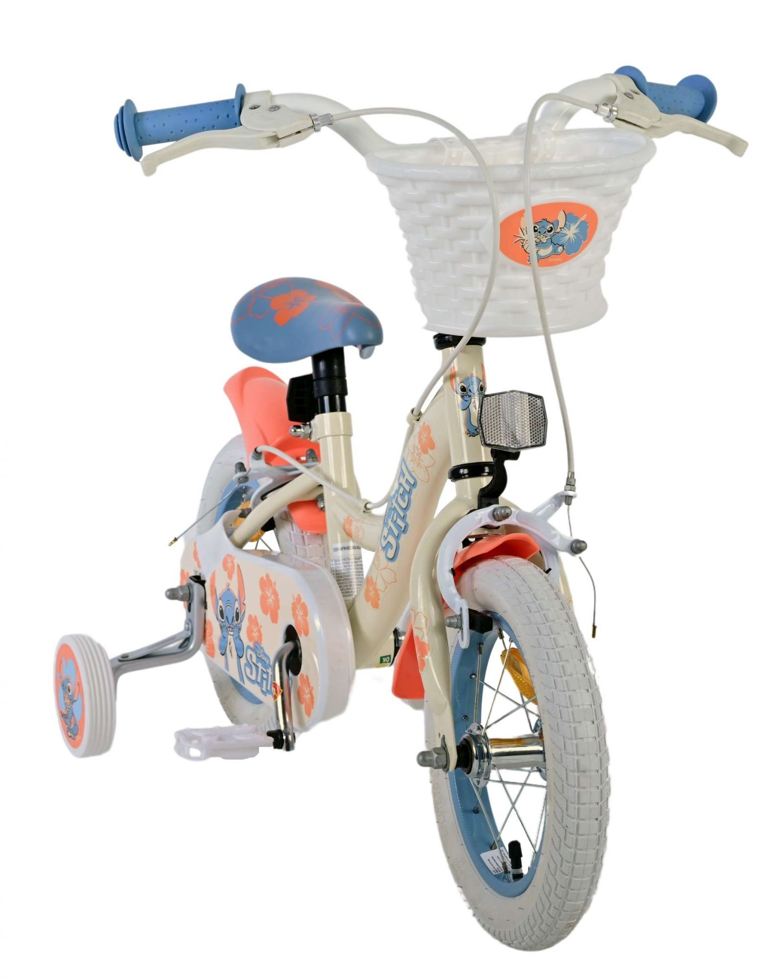 Disney Stitch Kinderfahrrad - Mädchen - 12 Zoll - Zwei Handbremsen - Creme Koralle Blau