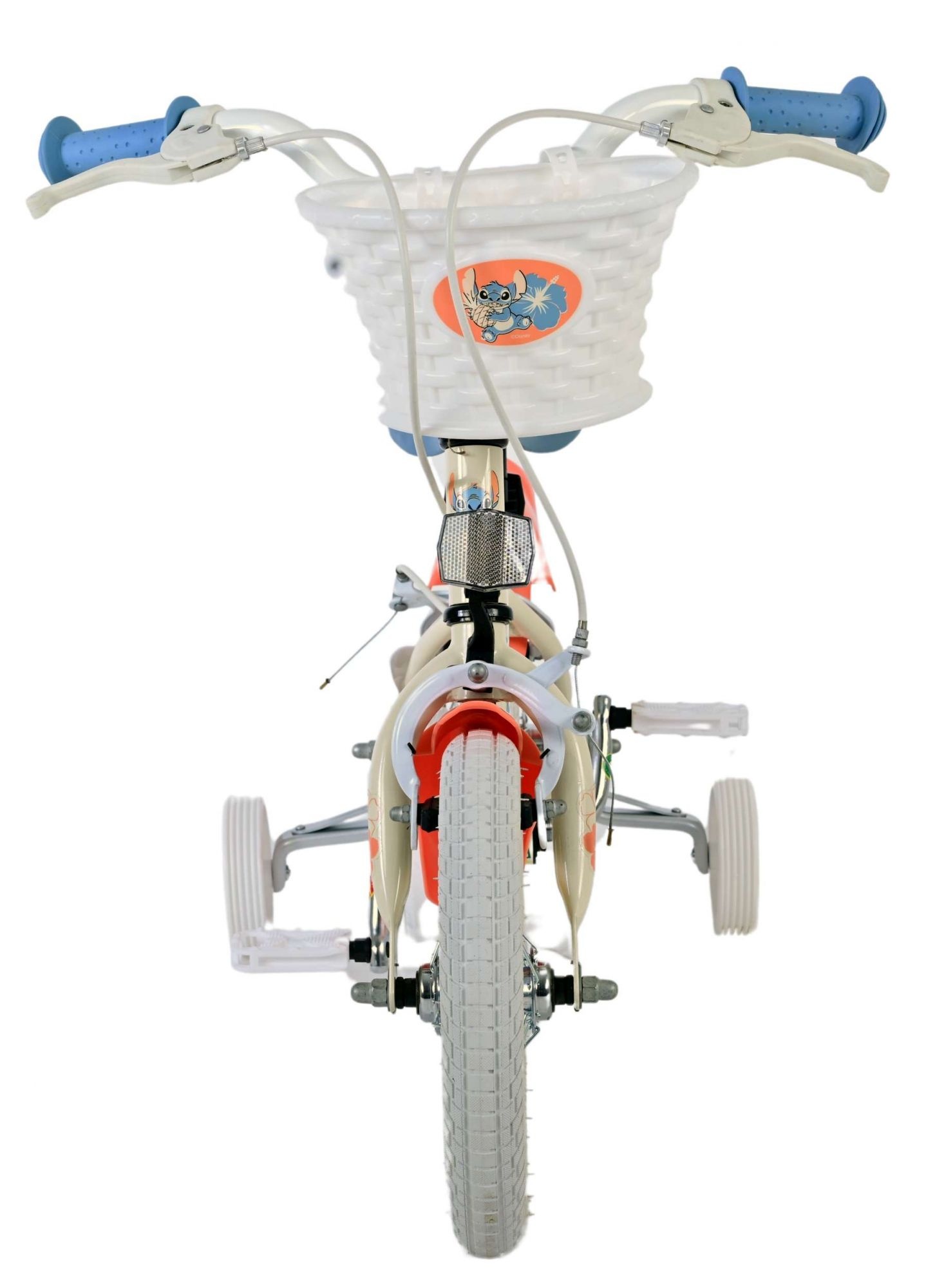 Disney Stitch Kinderfahrrad - Mädchen - 12 Zoll - Zwei Handbremsen - Creme Koralle Blau