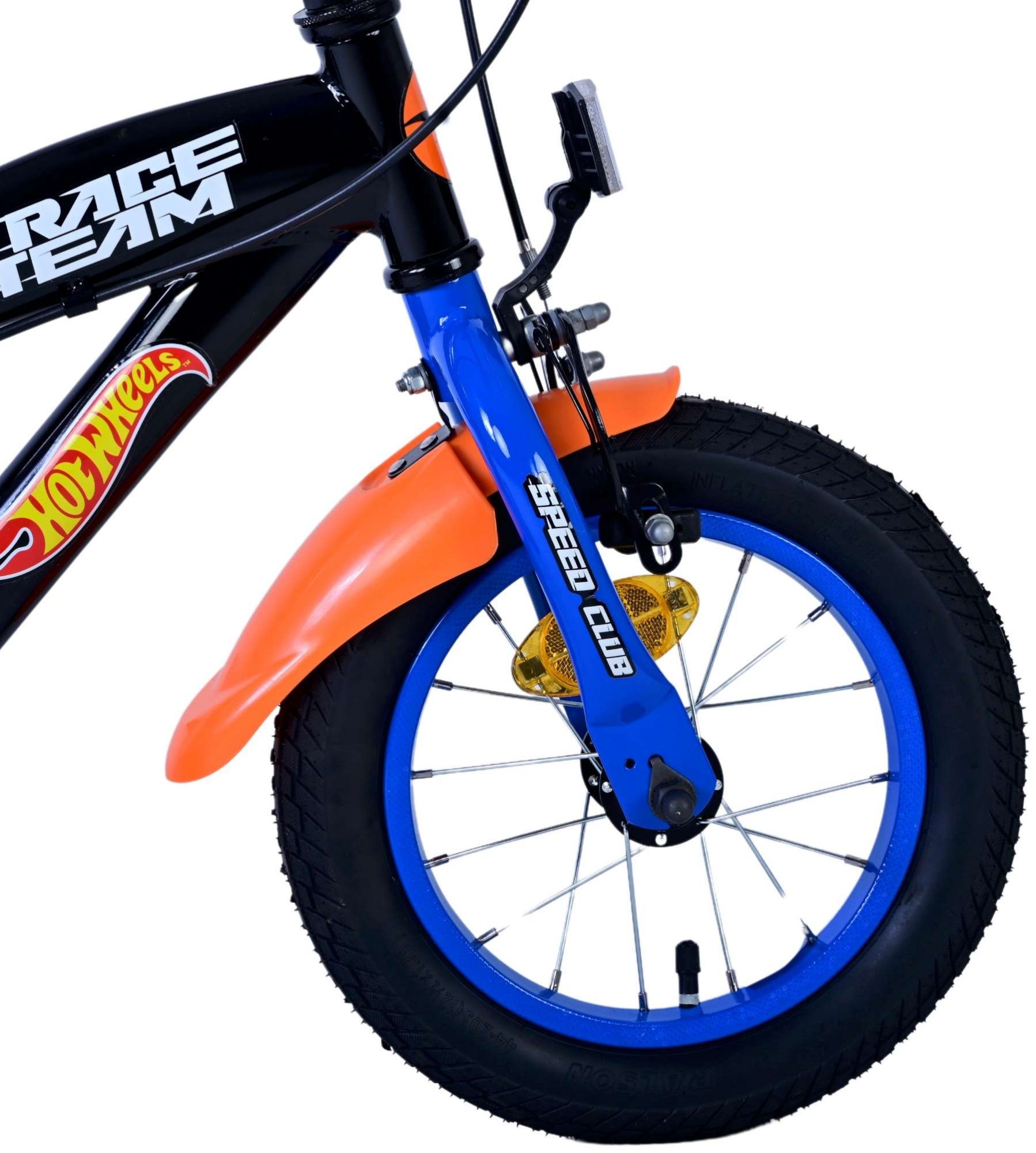 Hot Wheels Kinderfahrrad - Jungen - 12 Zoll - Schwarz Orange Blau - Zweihandbremsen
