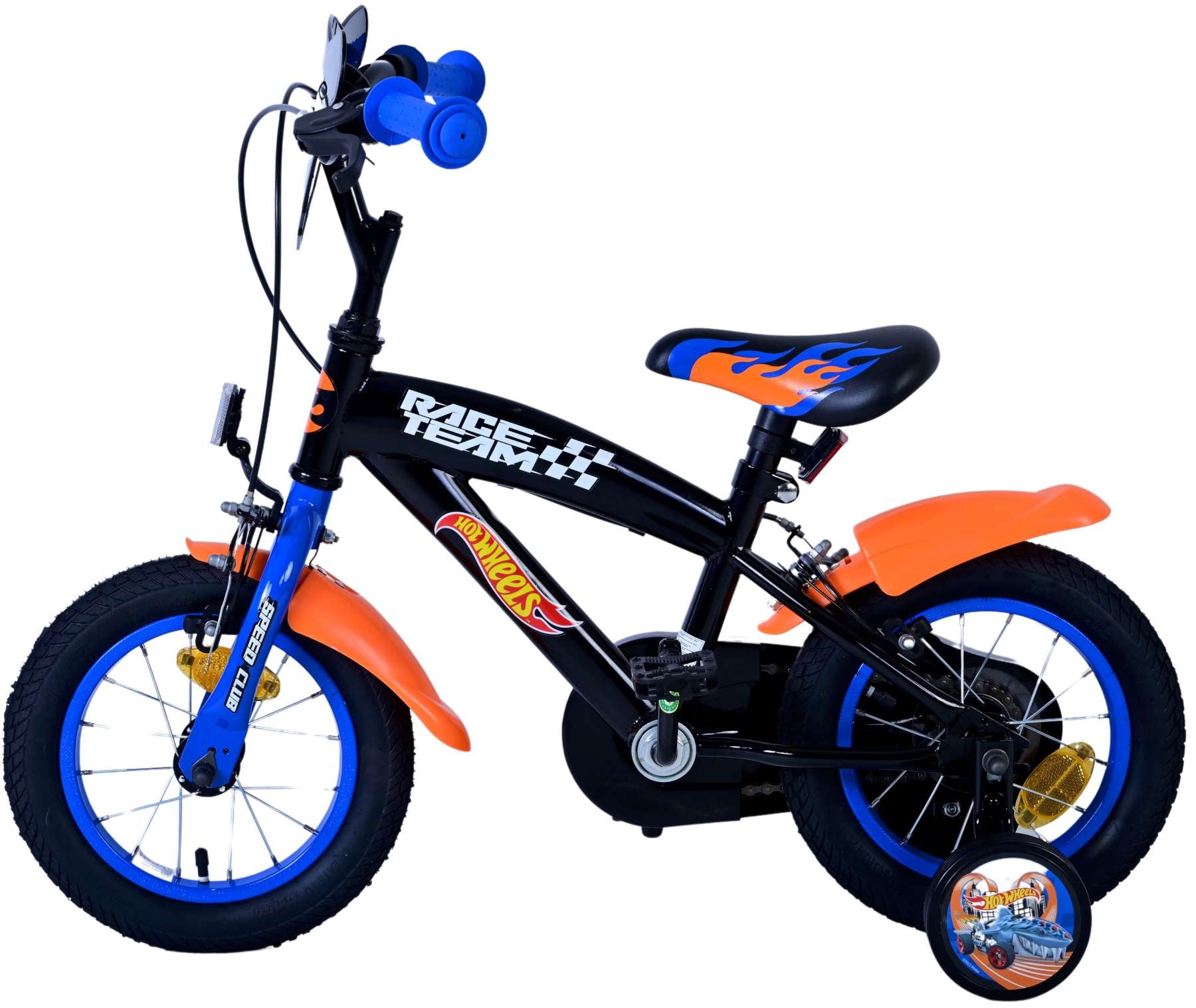 Hot Wheels Kinderfahrrad - Jungen - 12 Zoll - Schwarz Orange Blau - Zweihandbremsen
