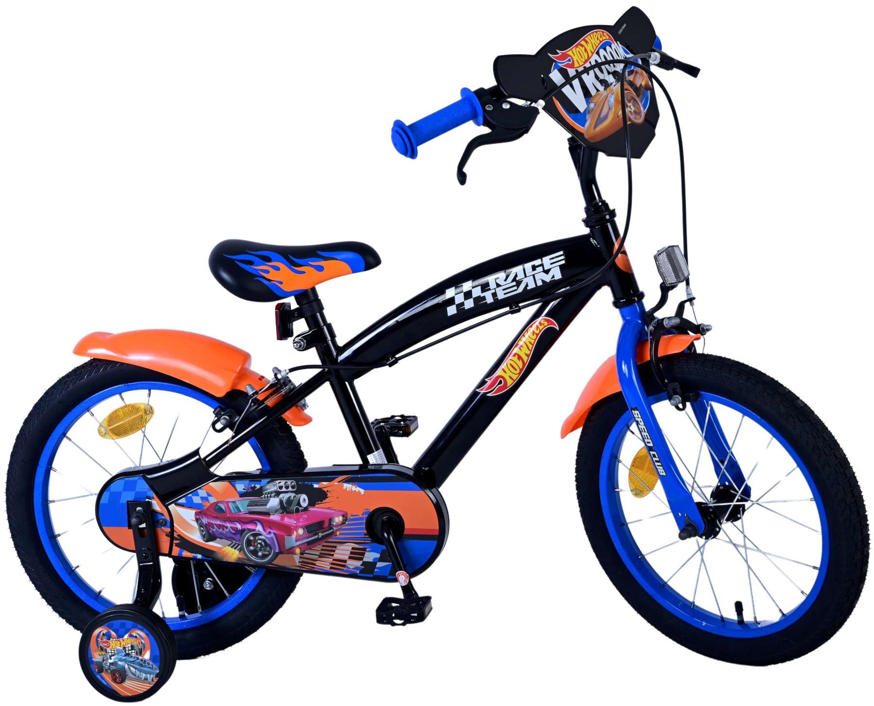 Hot Wheels Kids bike - Boys - 16 inch - Black Orange Blue - Two hand brakes