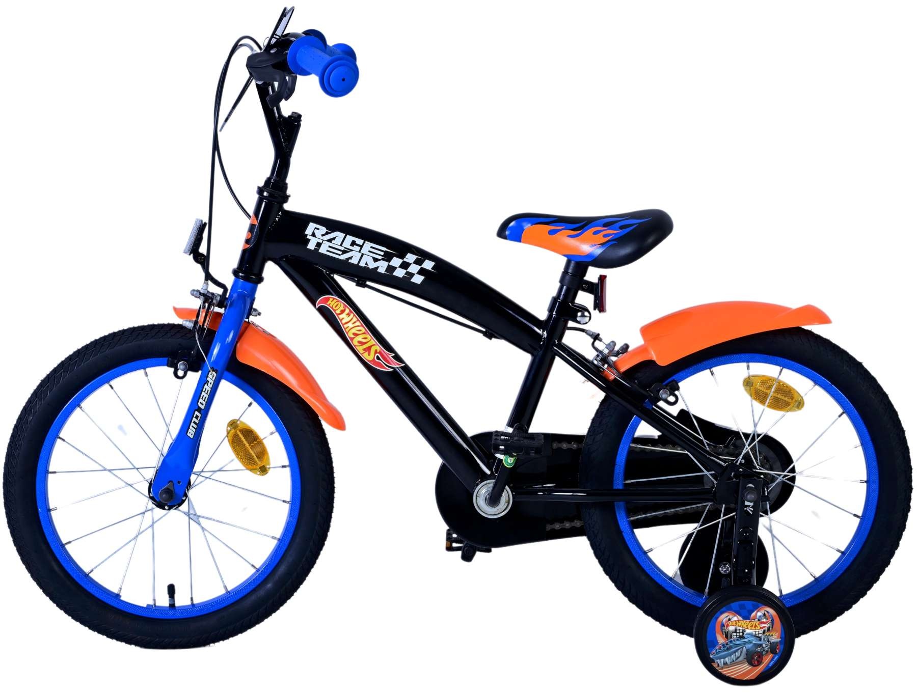 Hot Wheels Kids bike - Boys - 16 inch - Black Orange Blue - Two hand brakes