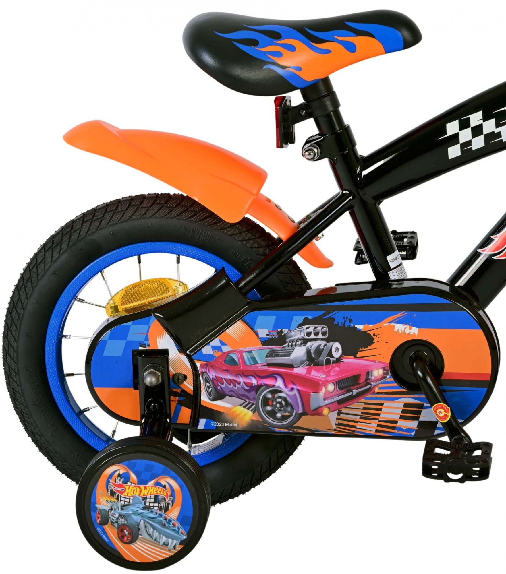 Hot Wheels Kids Bike - Boys - 12 inch - Black Orange Blue