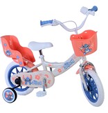 Disney Stitch Kinderfiets - Meisjes - 12 inch - Creme - Koraal - Blauw