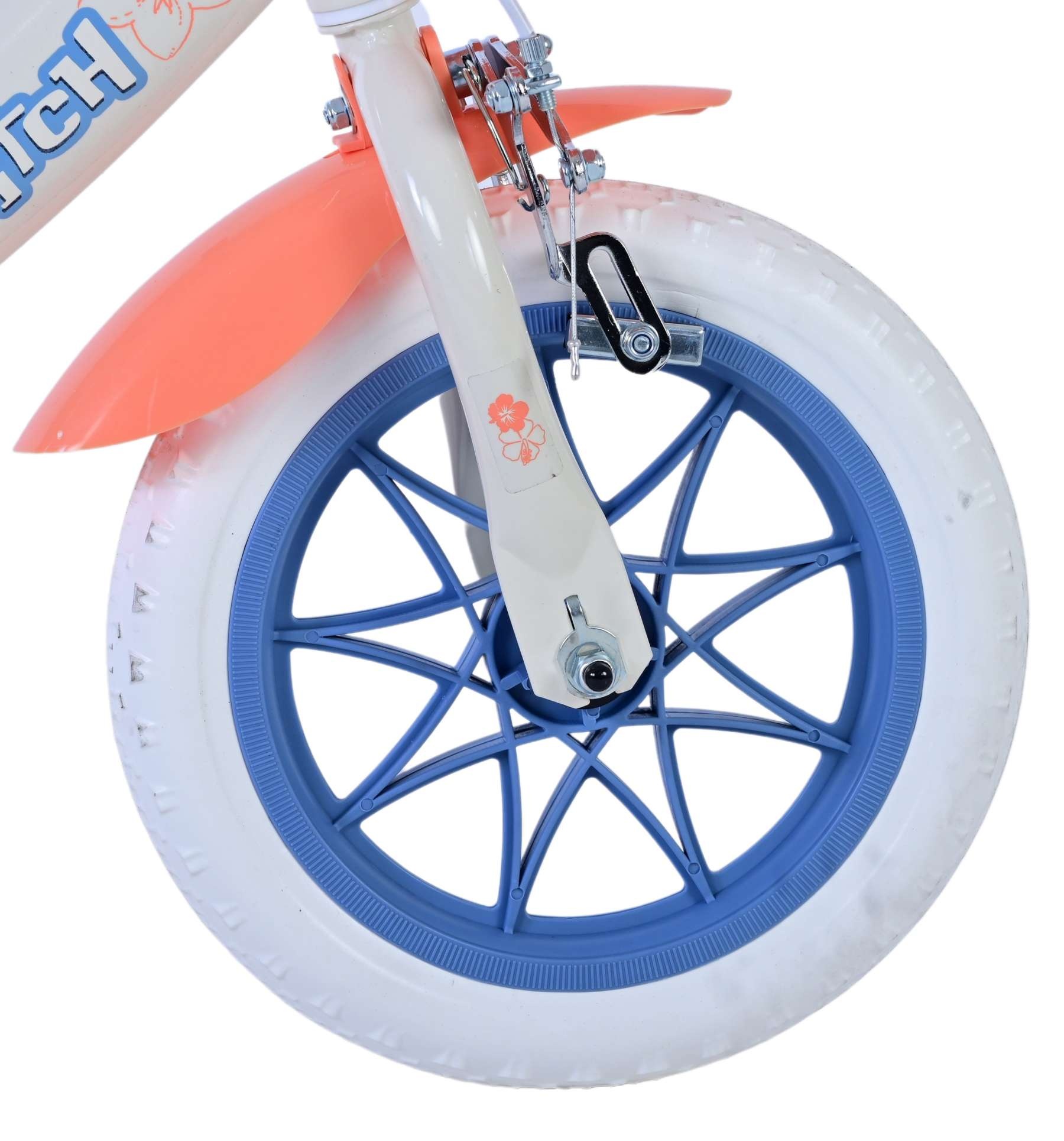 Disney Stitch Kinderfiets - Meisjes - 12 inch - Creme - Koraal - Blauw