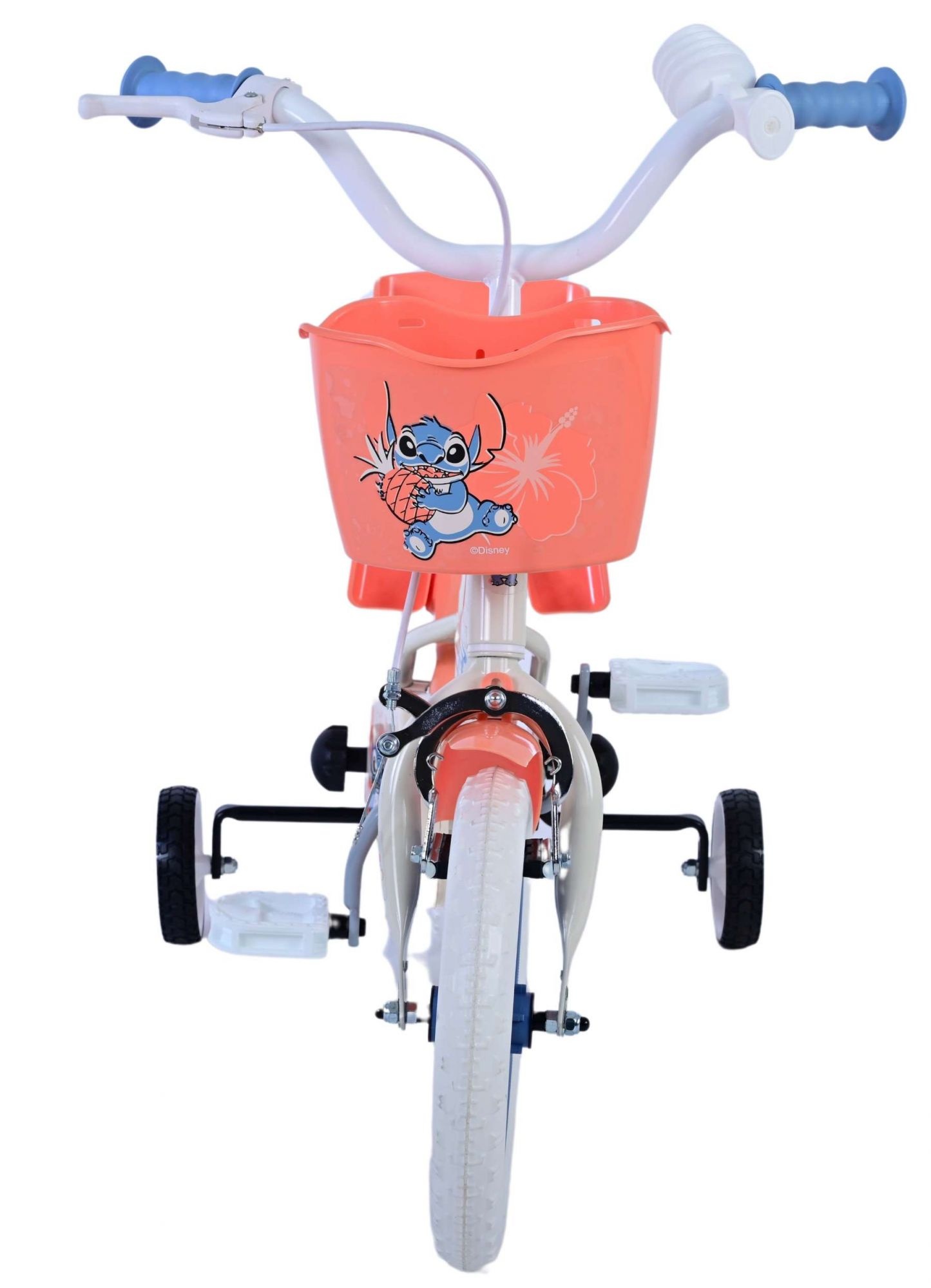 Disney Stitch Kinderfiets - Meisjes - 12 inch - Creme - Koraal - Blauw