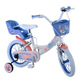 Disney Stitch Kinderfiets - Meisjes - 14 inch - Creme Koraal Blauw - Twee handremmen