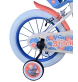 Disney Stitch Kinderfiets - Meisjes - 14 inch - Creme Koraal Blauw - Twee handremmen