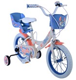 Disney Stitch Kinderfiets - Meisjes - 14 inch - Creme Koraal Blauw - Twee handremmen