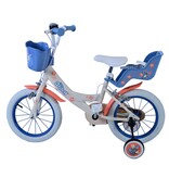 Disney Stitch Kinderfiets - Meisjes - 14 inch - Creme Koraal Blauw - Twee handremmen