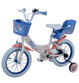 Disney Stitch Kinderfiets - Meisjes - 14 inch - Creme Koraal Blauw - Twee handremmen