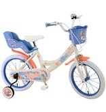 Disney Stitch Kinderfiets - Meisjes - 16 inch - Creme Koraal Blauw - Twee handremmen