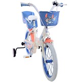Disney Stitch Kinderfiets - Meisjes - 16 inch - Creme Koraal Blauw - Twee handremmen