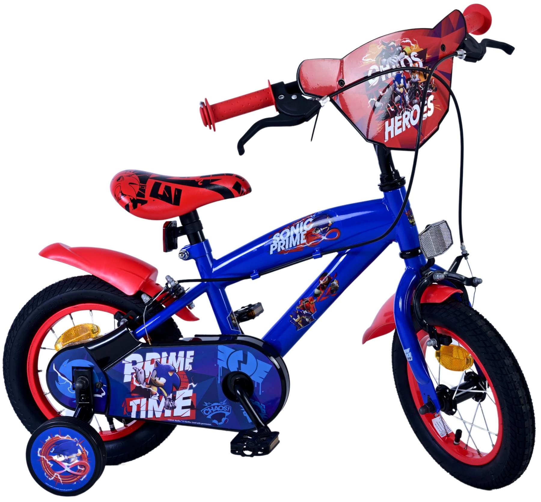 Sonic Prime Kinderfahrrad - Jungen - 12 Zoll - Blau Rot - Zweihandbremsen