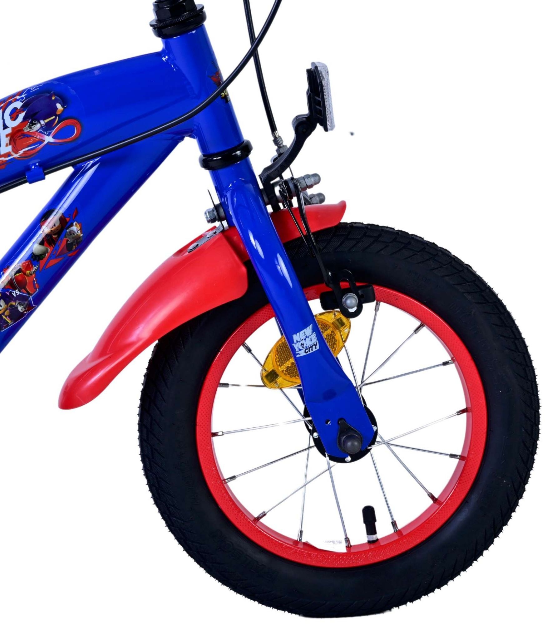 Sonic Prime Kinderfahrrad - Jungen - 12 Zoll - Blau Rot - Zweihandbremsen
