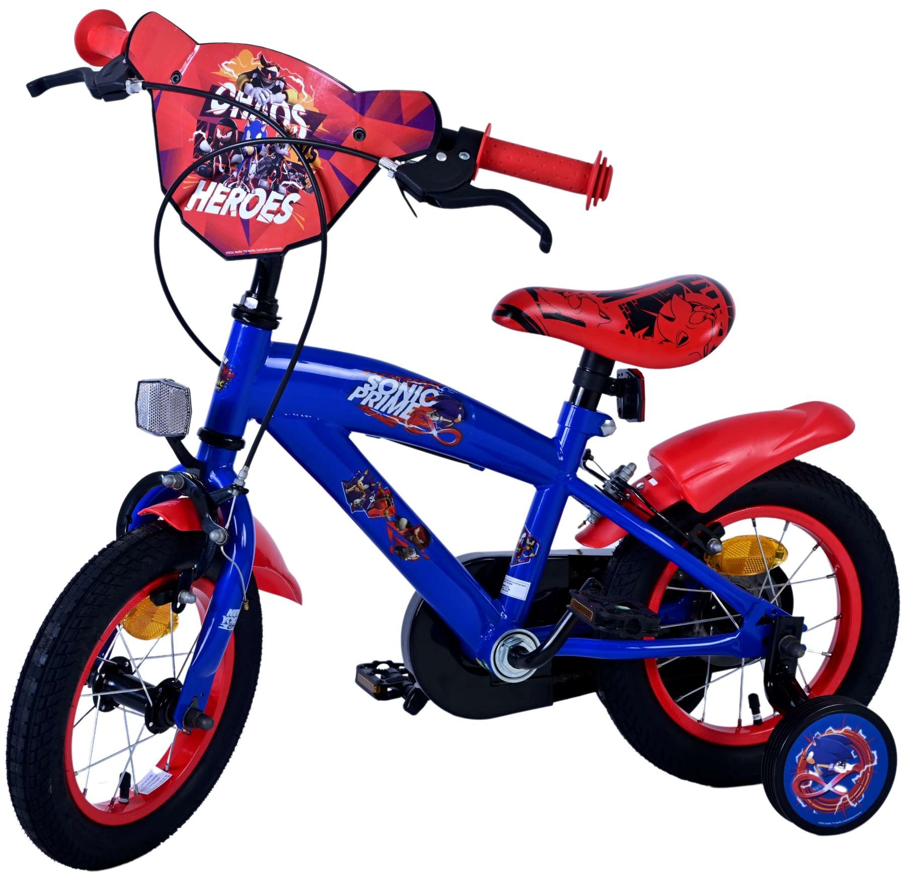 Sonic Prime Kinderfahrrad - Jungen - 12 Zoll - Blau Rot - Zweihandbremsen