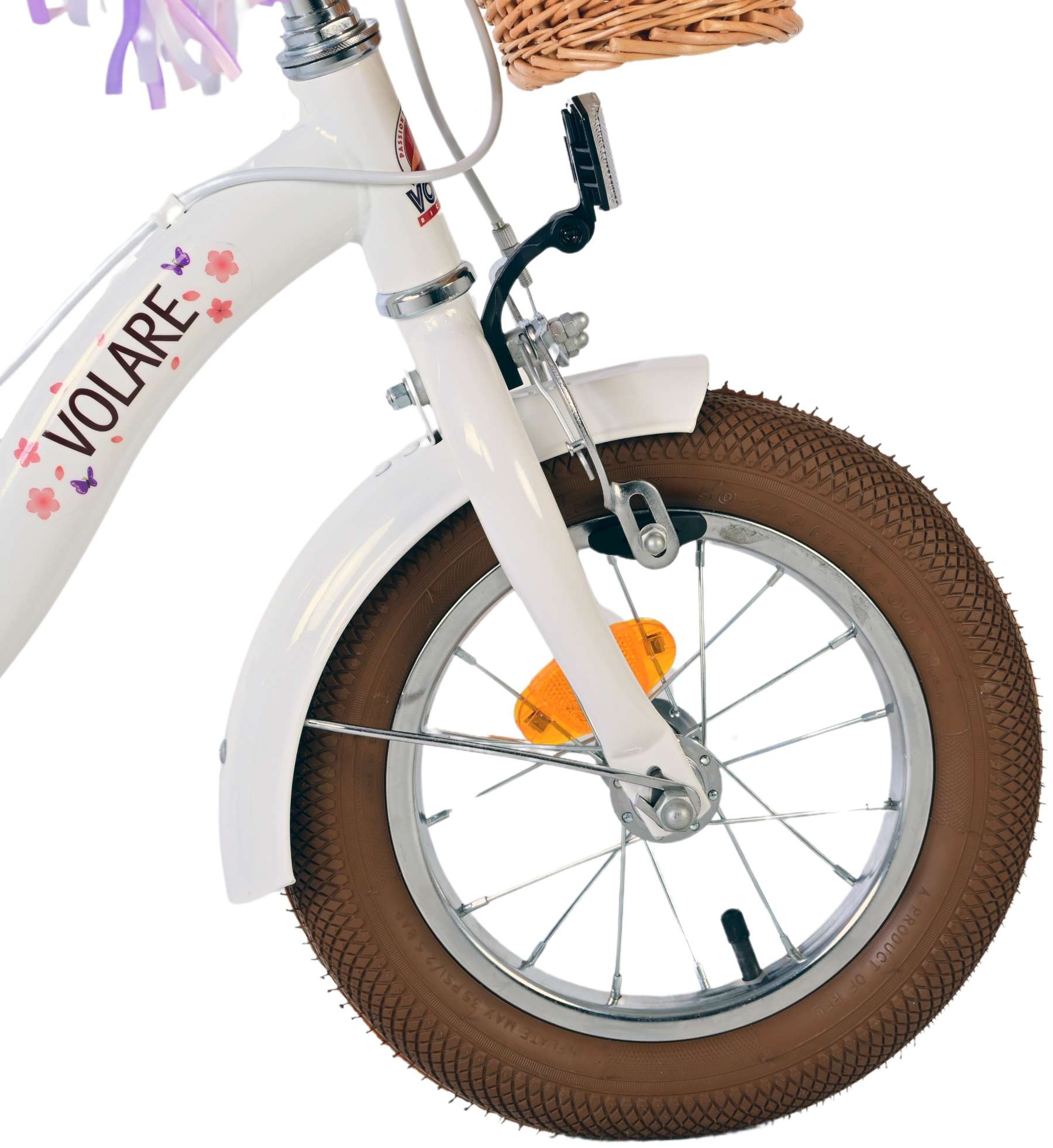 Volare Blossom Kinderfahrrad - Mädchen - 12 Zoll - Weiß - Zweihandbremsen