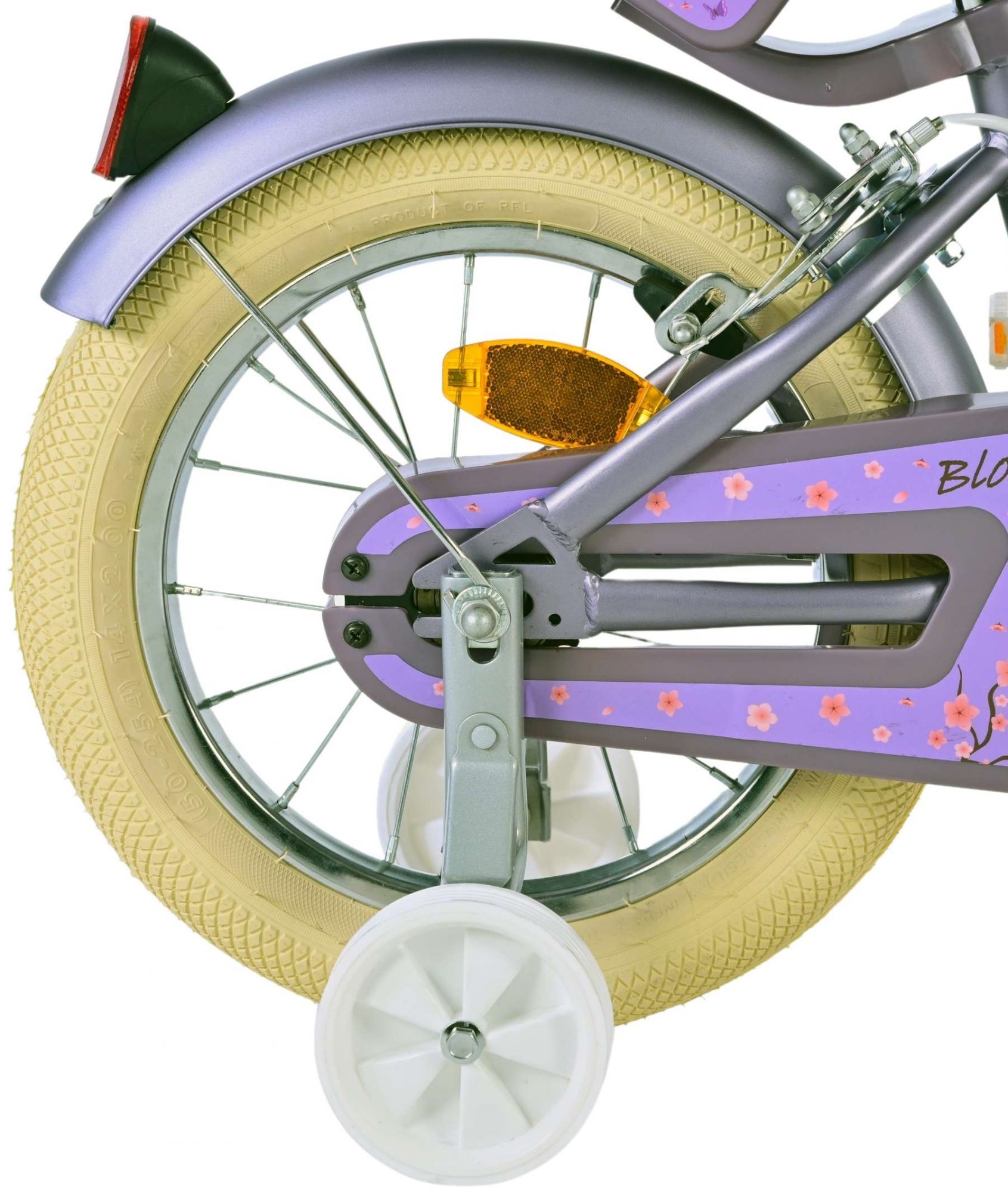 Volare Blossom Kinderfahrrad - Mädchen - 14 Zoll - Lila - Zweihandbremsen