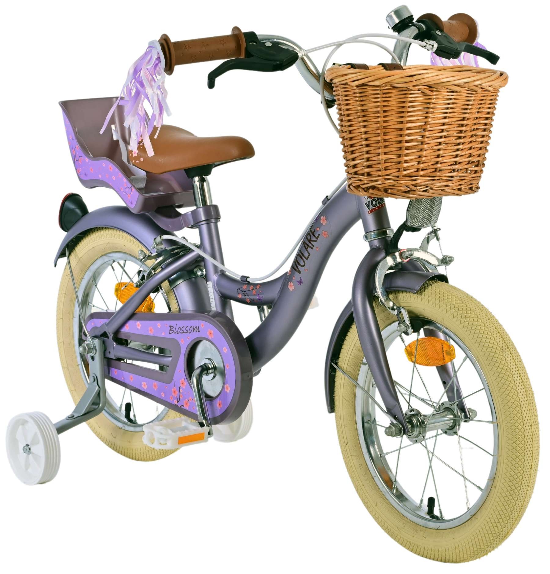 Volare Blossom Kinderfahrrad - Mädchen - 14 Zoll - Lila - Zweihandbremsen