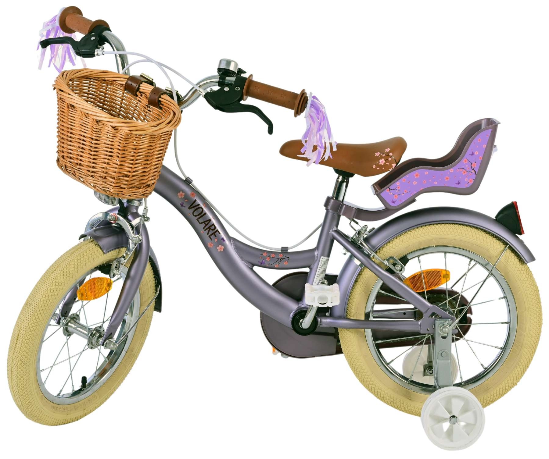 Volare Blossom Kinderfahrrad - Mädchen - 14 Zoll - Lila - Zweihandbremsen