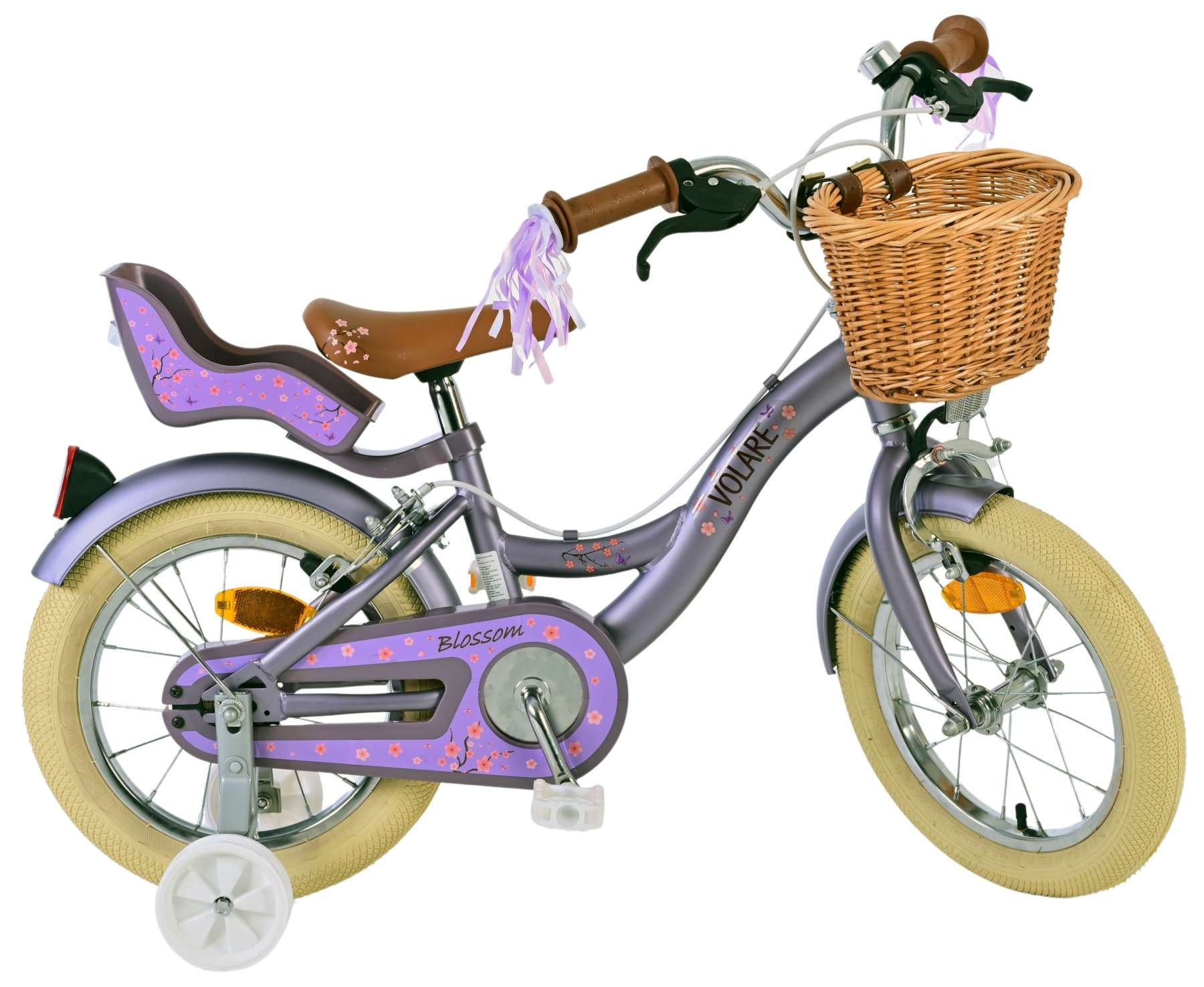 Volare Blossom Kinderfahrrad - Mädchen - 14 Zoll - Lila - Zweihandbremsen