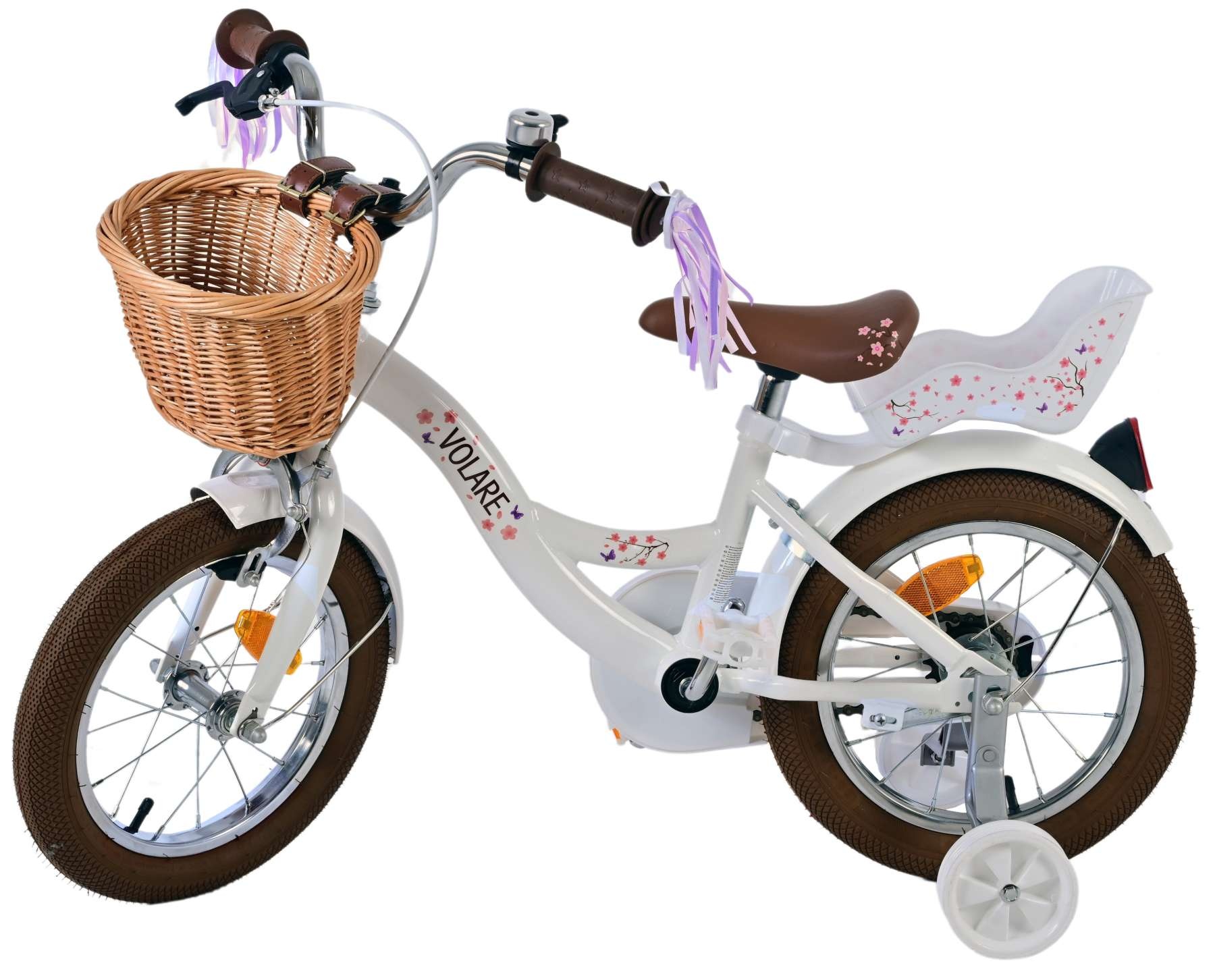 Volare Blossom Kinderfahrrad - Mädchen - 14 Zoll - Weiß