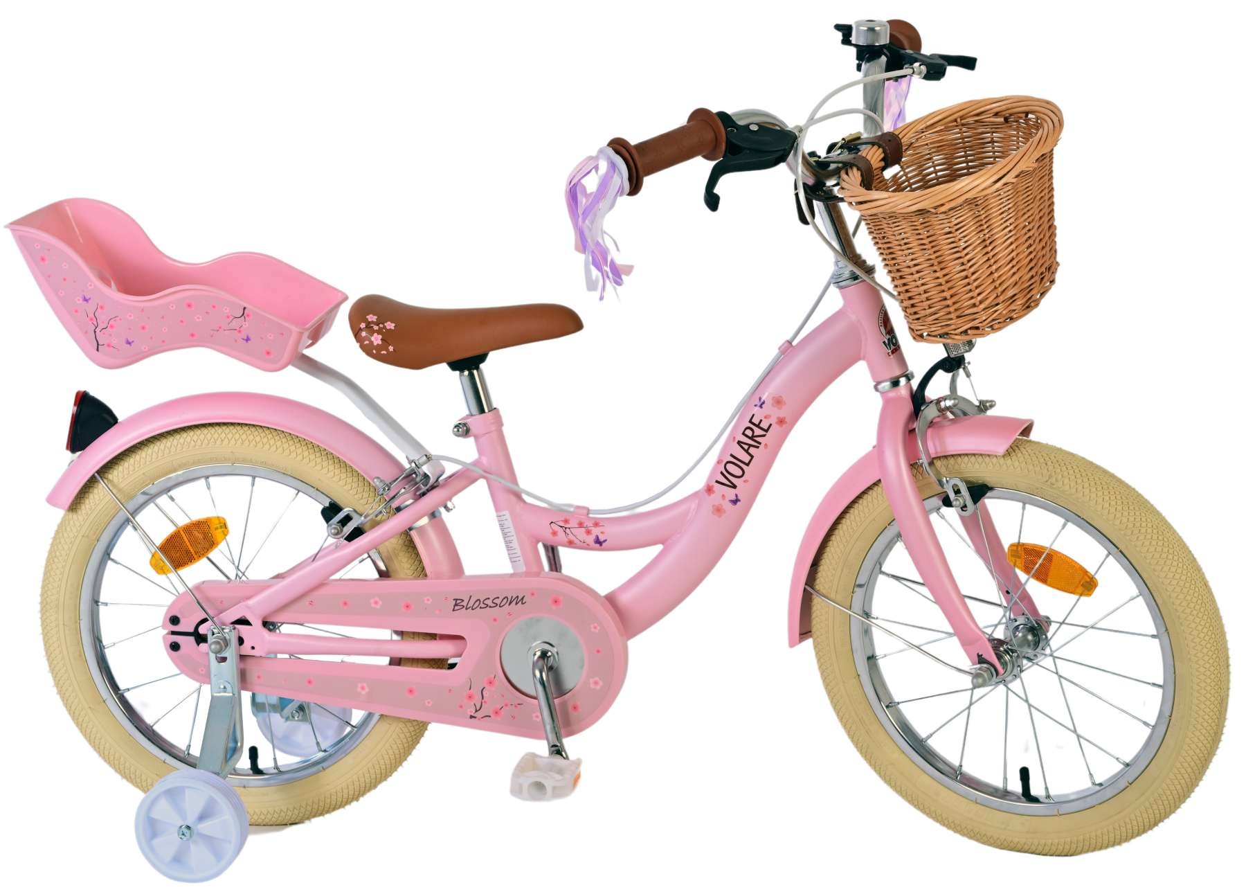 Volare Blossom Kinderfahrrad - Mädchen - 16 Zoll - Rosa - Zweihandbremsen
