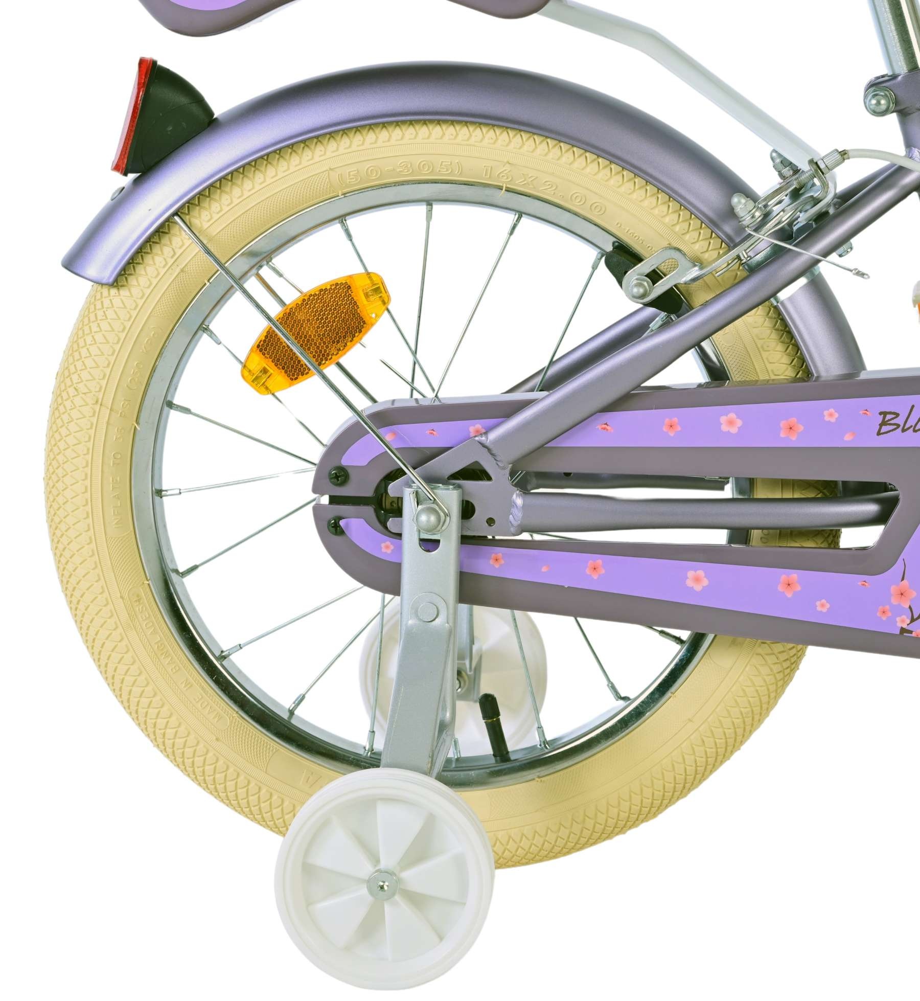 Volare Blossom Kinderfahrrad - Mädchen - 16 Zoll - Lila - Zweihandbremsen