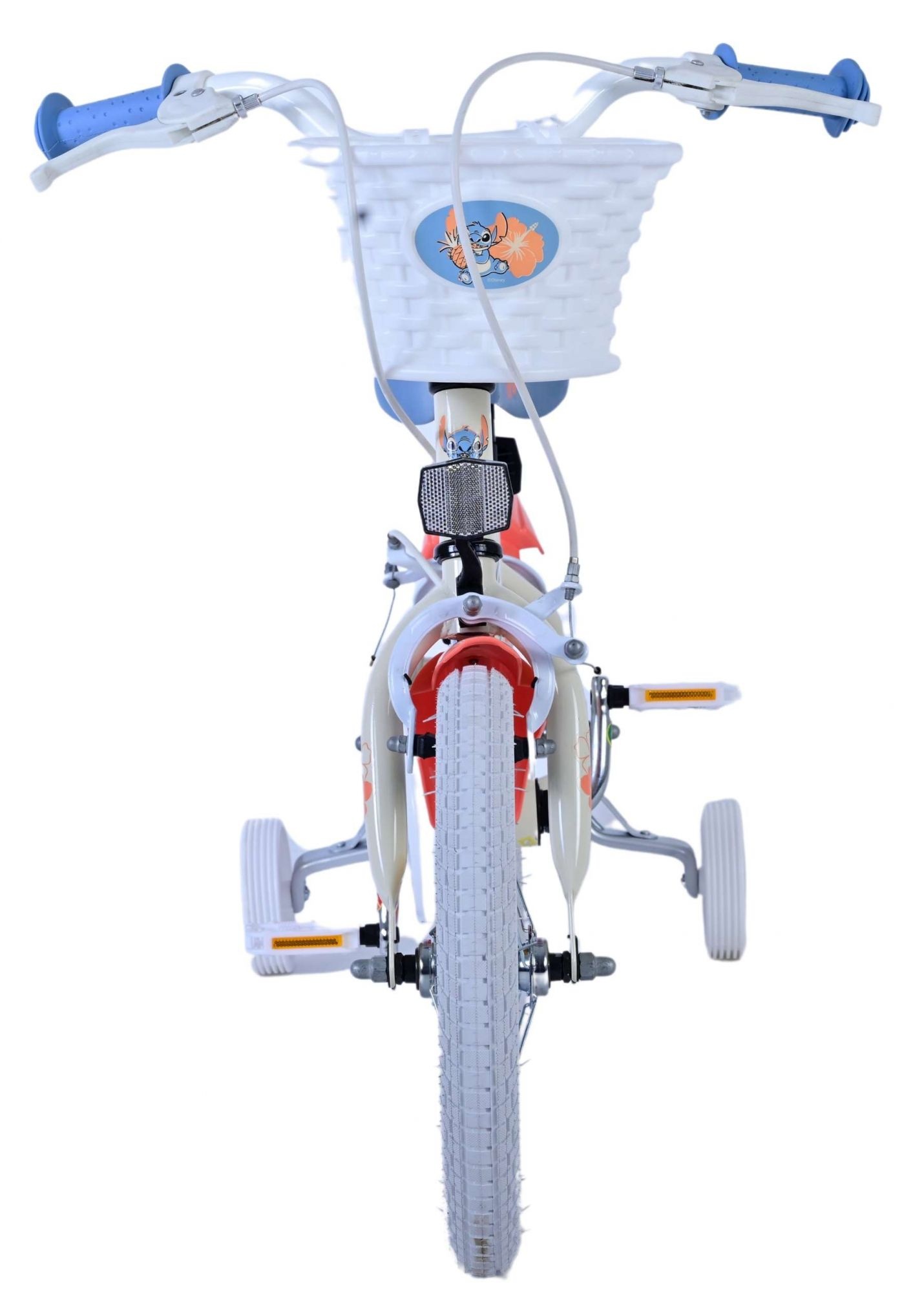 Disney Stitch Kinderfahrrad - Mädchen - 14 Zoll - Creme Koralle Blau - Zweihandbremsen