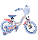 Disney Stitch Kinderfahrrad - Mädchen - 14 Zoll - Creme Koralle Blau - Zweihandbremsen
