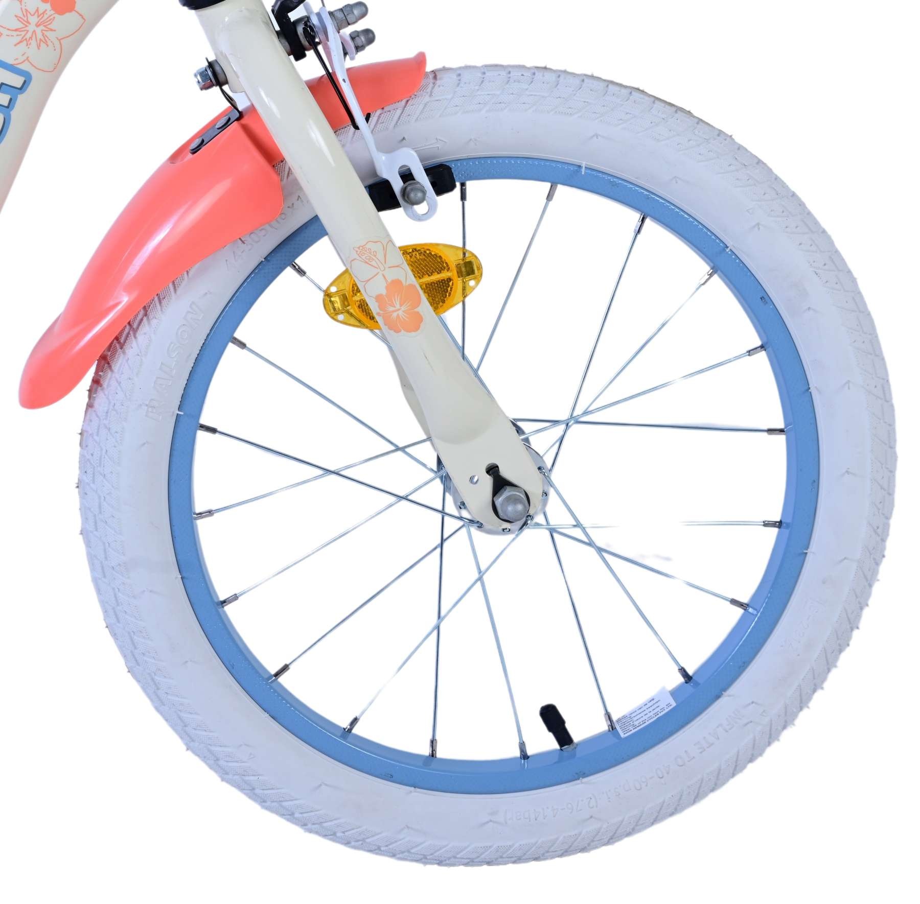 Disney Stitch Kinderfahrrad - Mädchen - 16 Zoll - Creme Koralle Blau - Zweihandbremsen