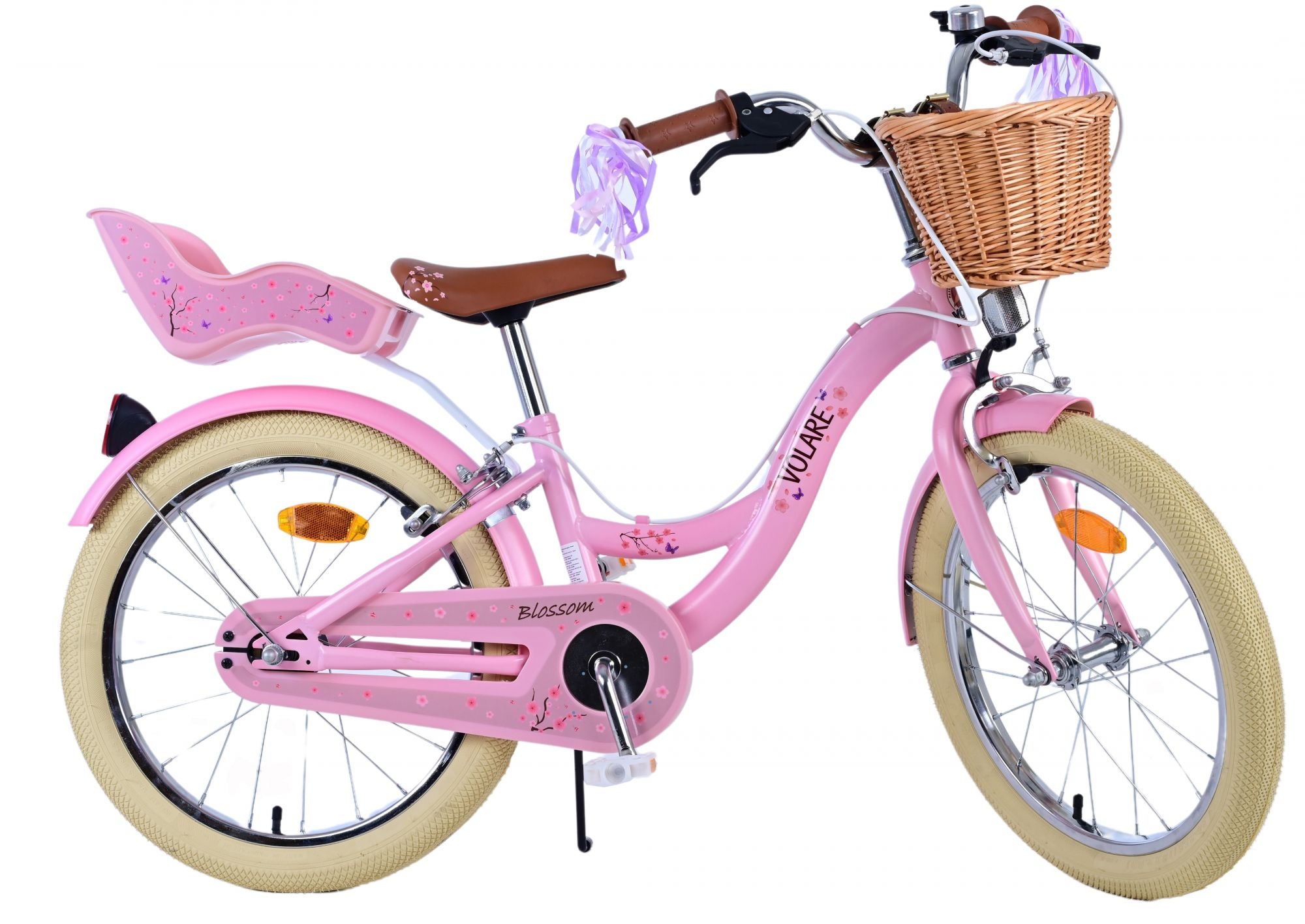 Volare Blossom Kinderfahrrad - Mädchen - 18 Zoll - Rosa - Zwei Handbremsen