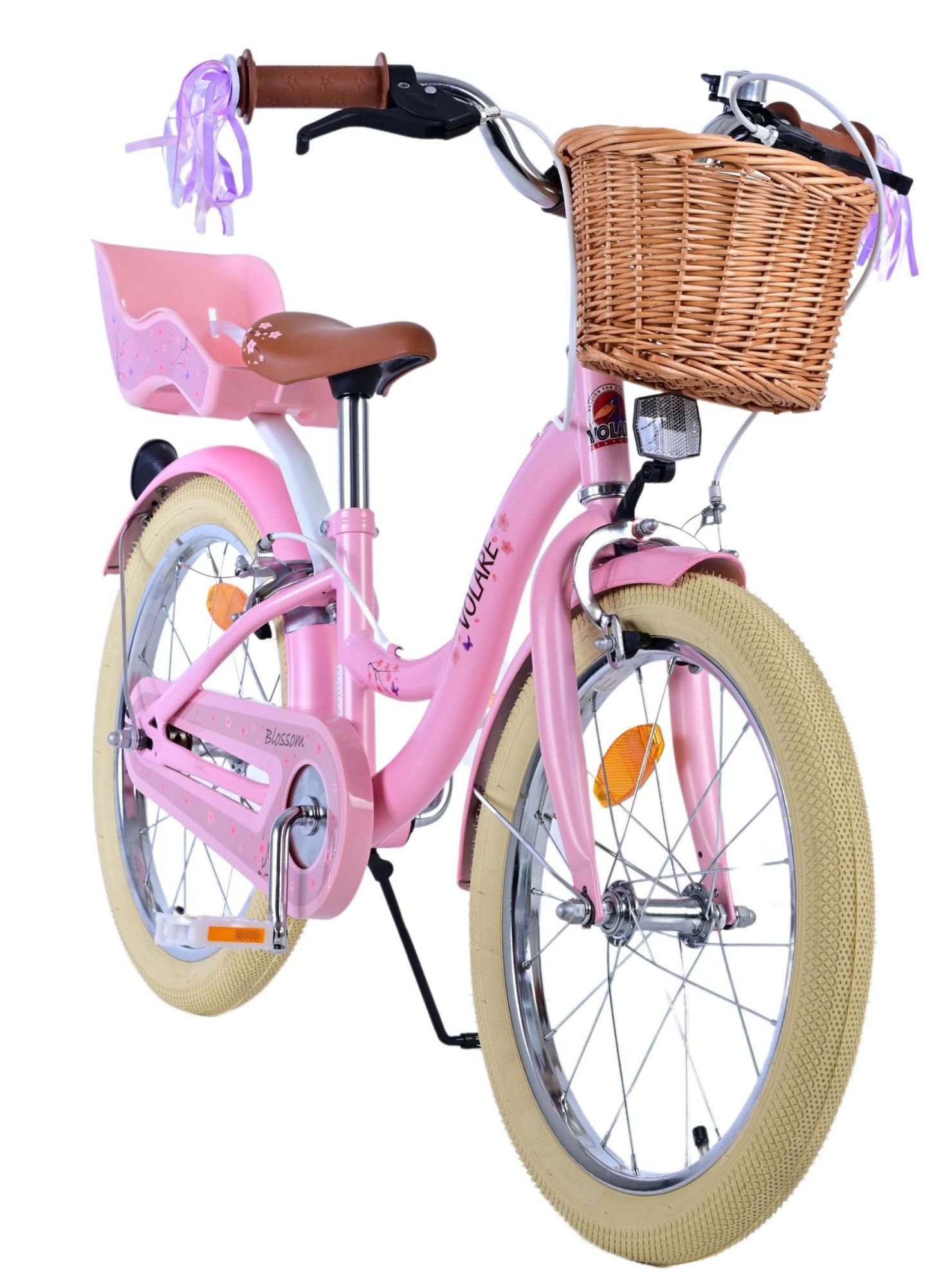 Volare Blossom Kinderfahrrad - Mädchen - 18 Zoll - Rosa - Zwei Handbremsen
